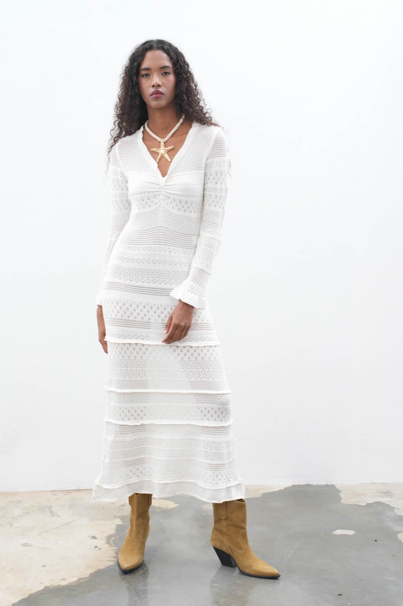 Mirca Maxi Fırfır Detaylı Örme Elbise 2798 R4-E-K5