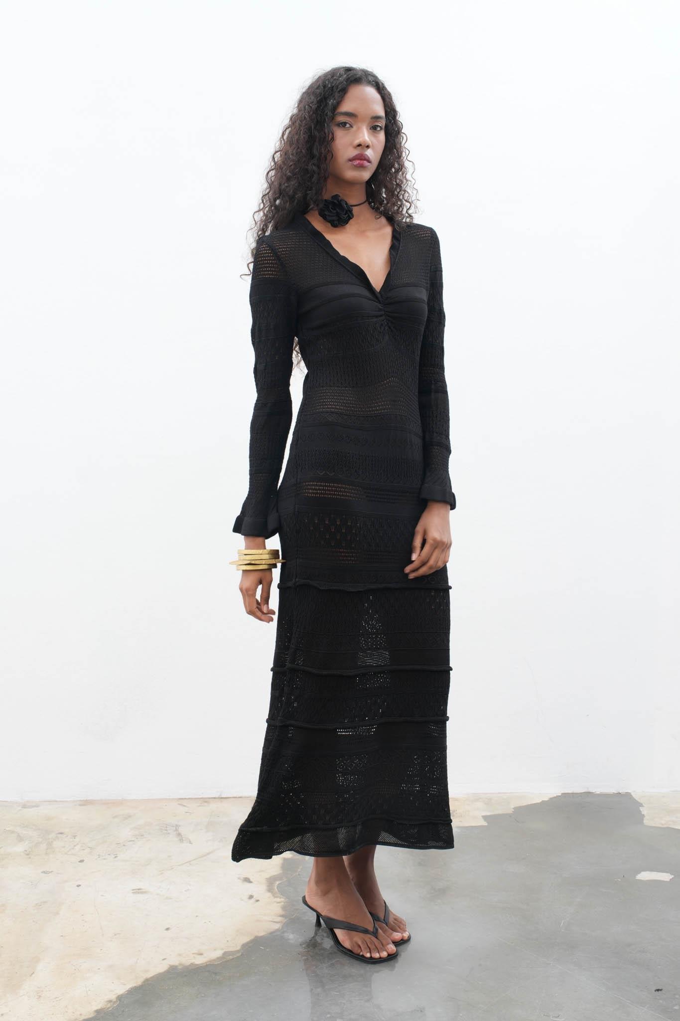 Mirca Maxi Fırfır Detaylı Örme Elbise 2798 R4-E-K5