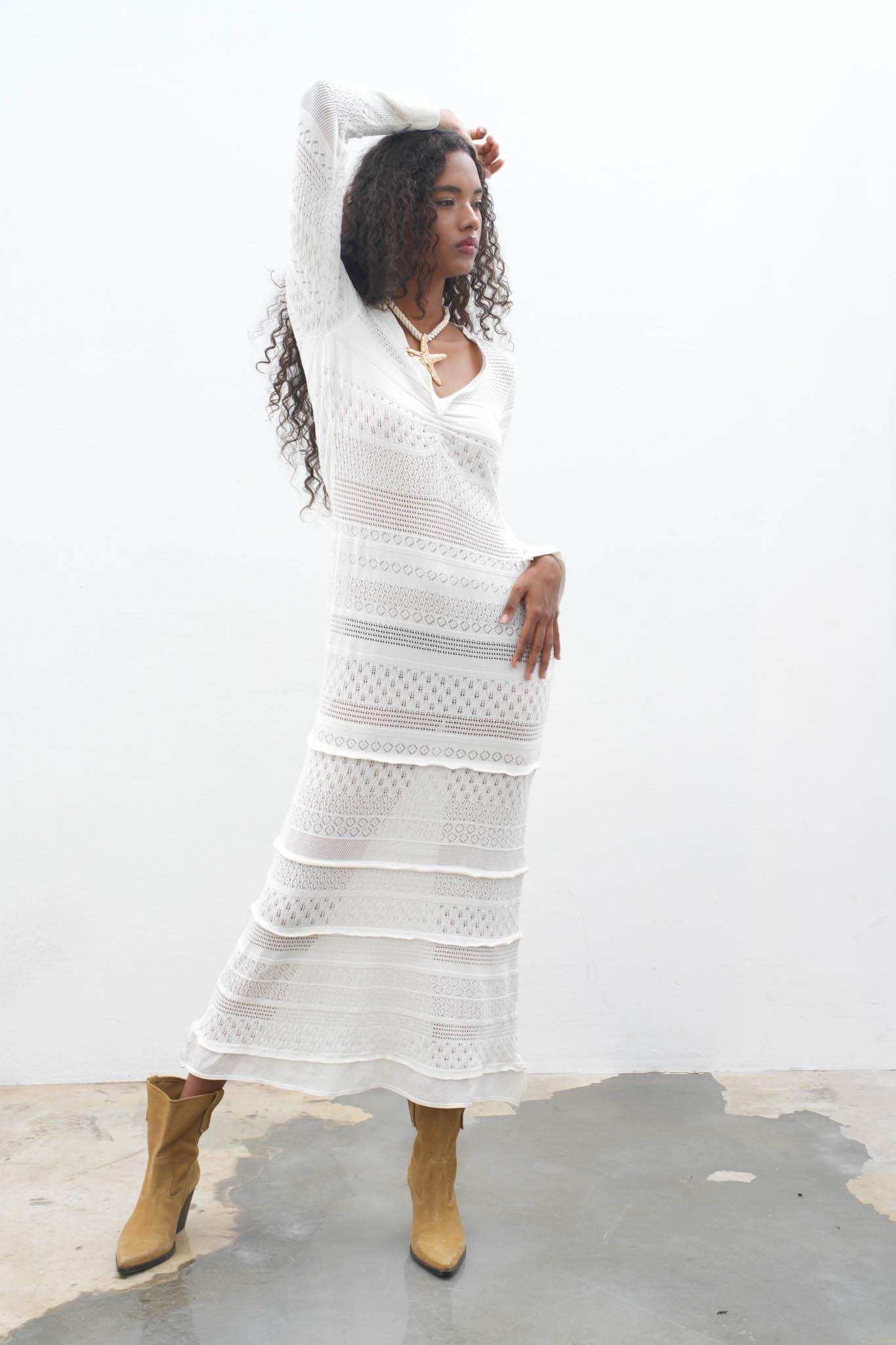 Mirca Maxi Fırfır Detaylı Örme Elbise 2798 R4-E-K5