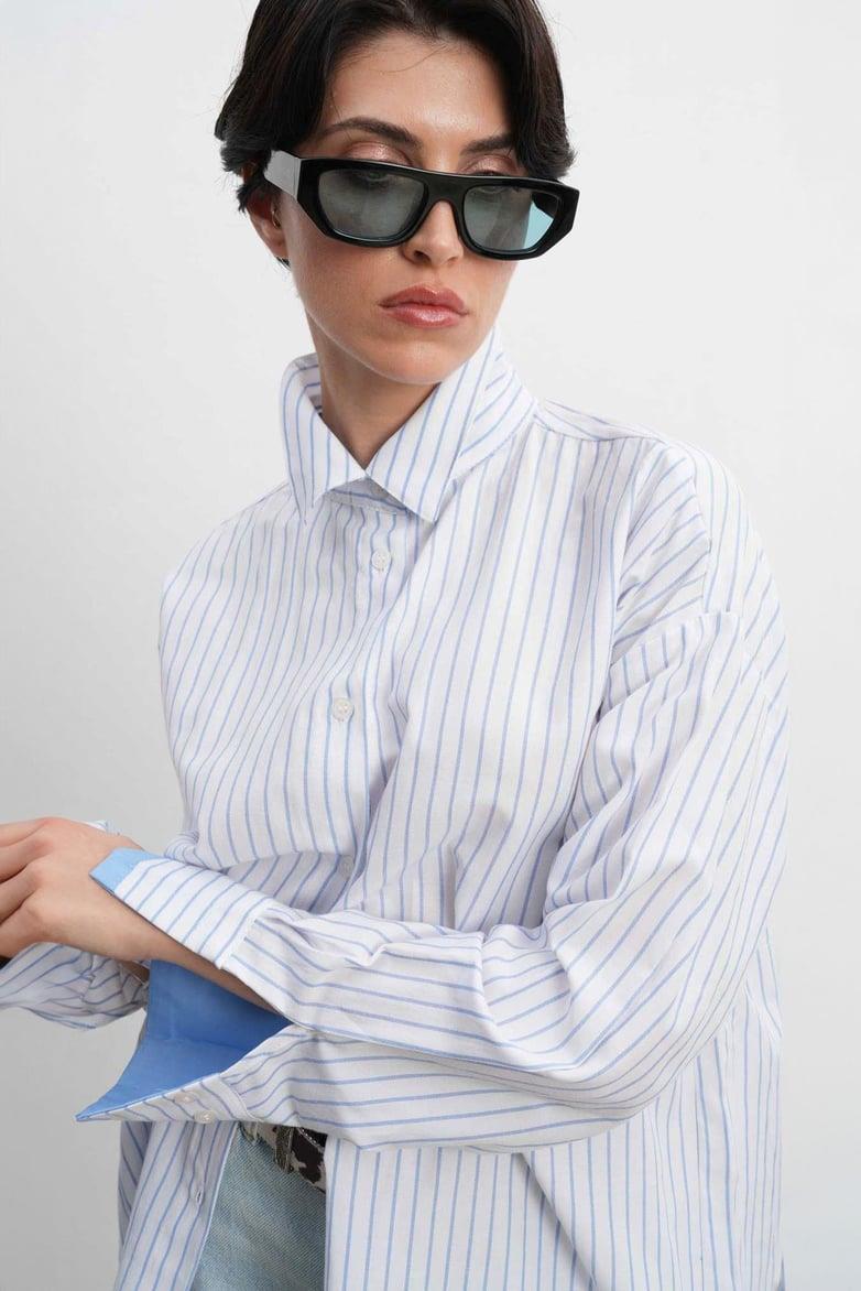 Montana Çizgili Oversize Gömlek 3345-08