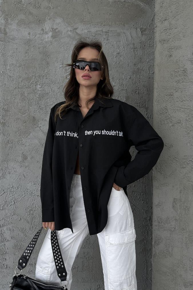 Myra Yazı Nakışlı Gömlek 3339-08 R6-E-K4