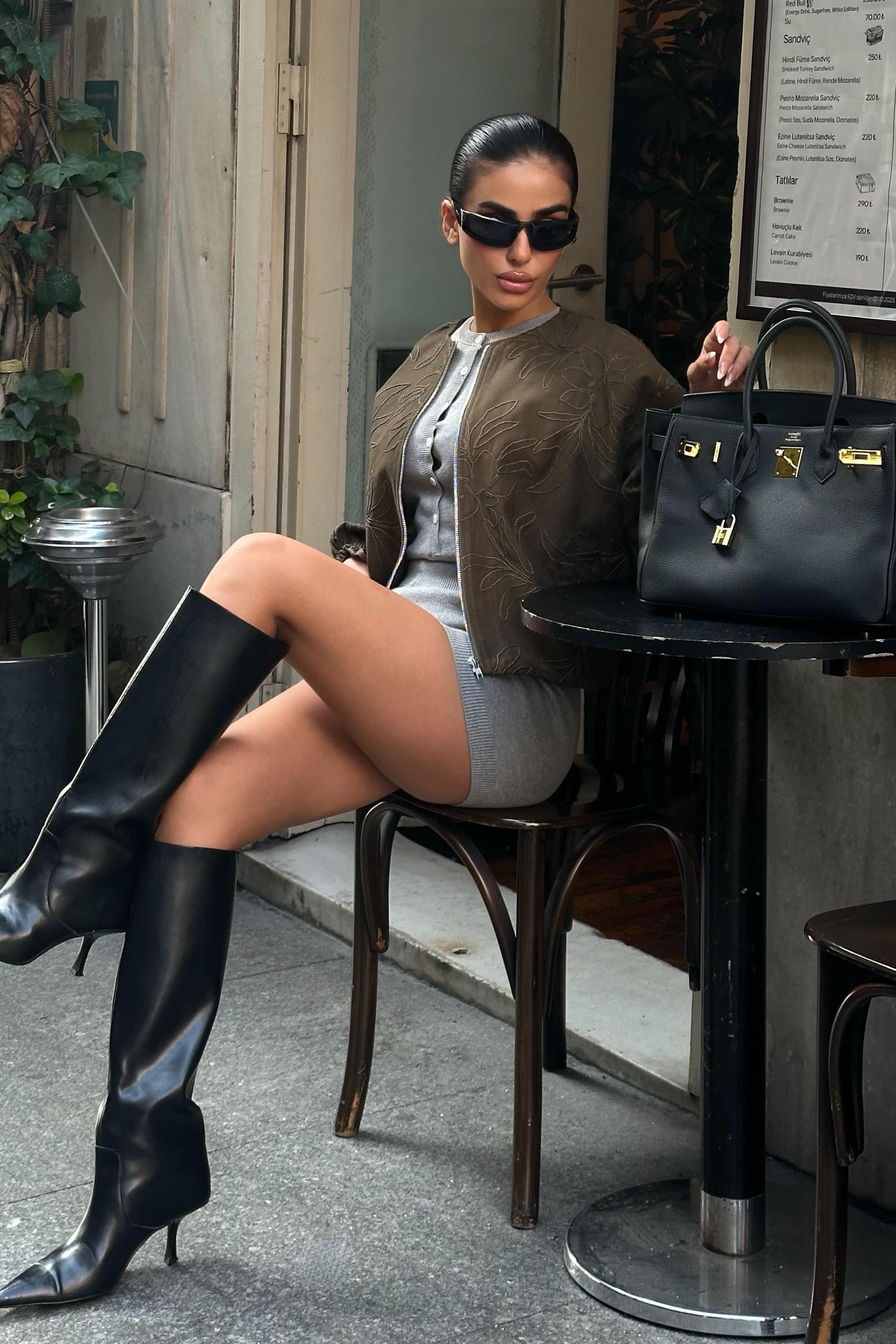 Nakış Detaylı Nubuk Bomber Ceket 6139 R5-J-K2