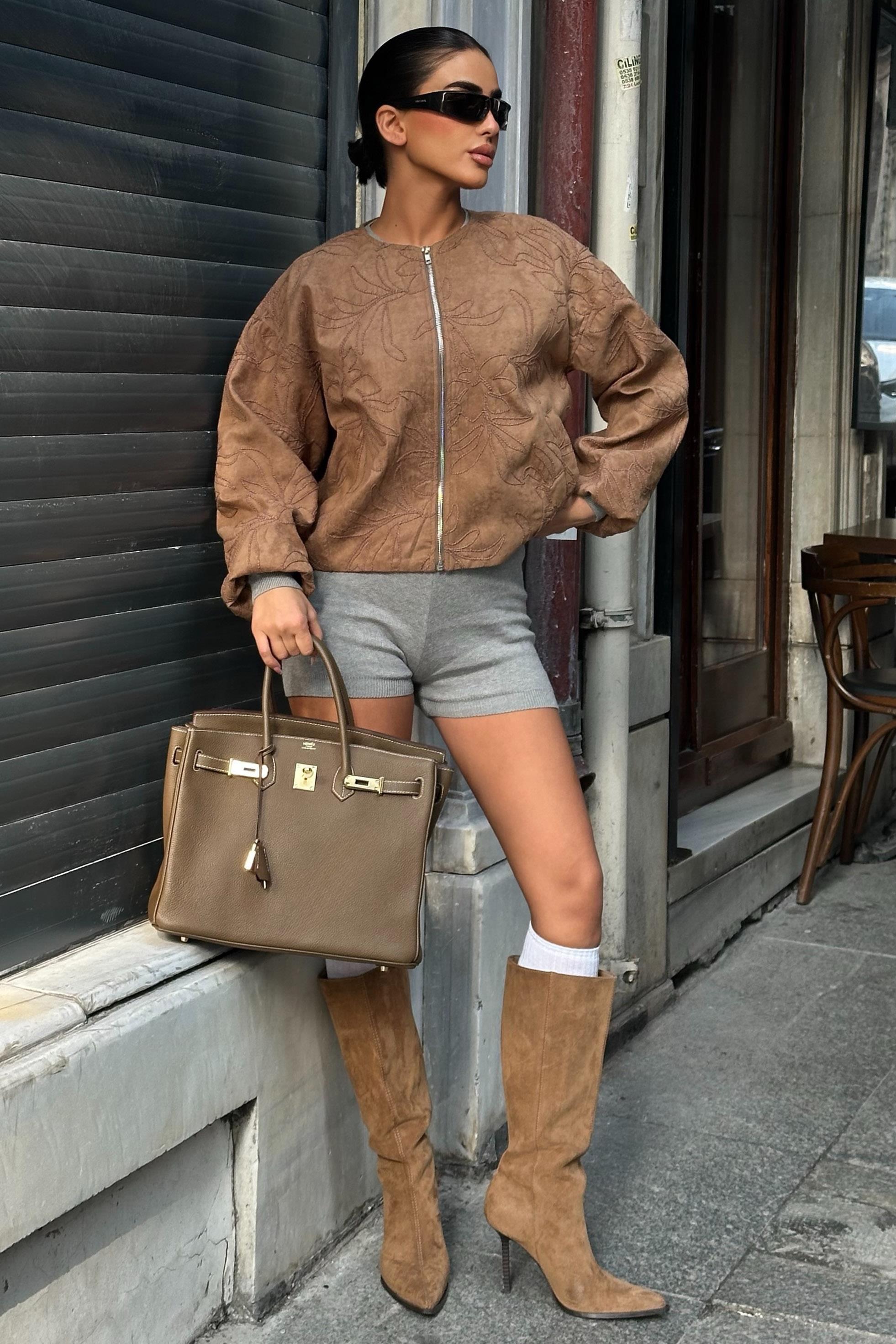 Nakış Detaylı Nubuk Bomber Ceket 6139 R5-J-K2