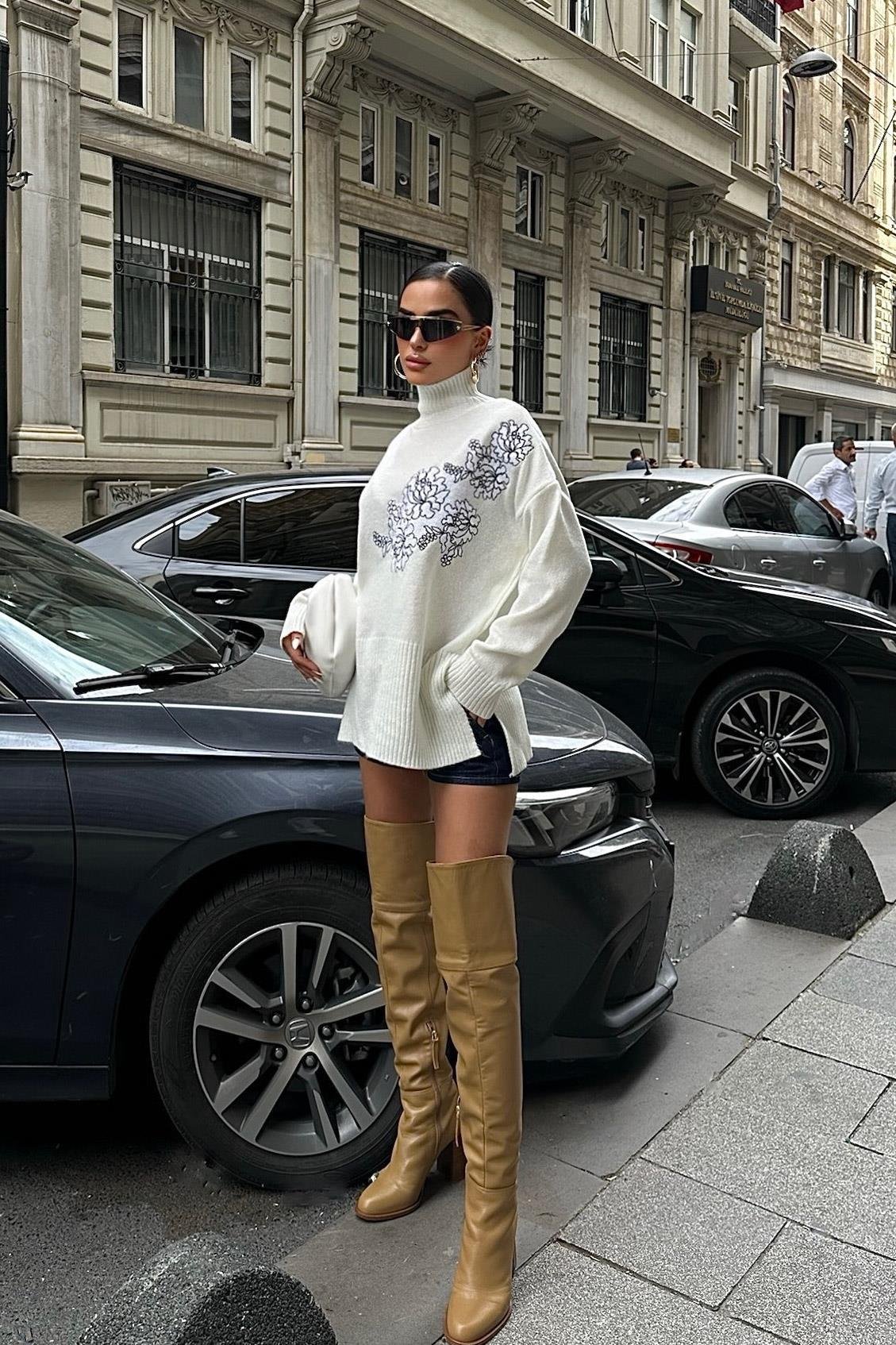 Nakış Detaylı Triko Kazak 1340 R3-B-K2