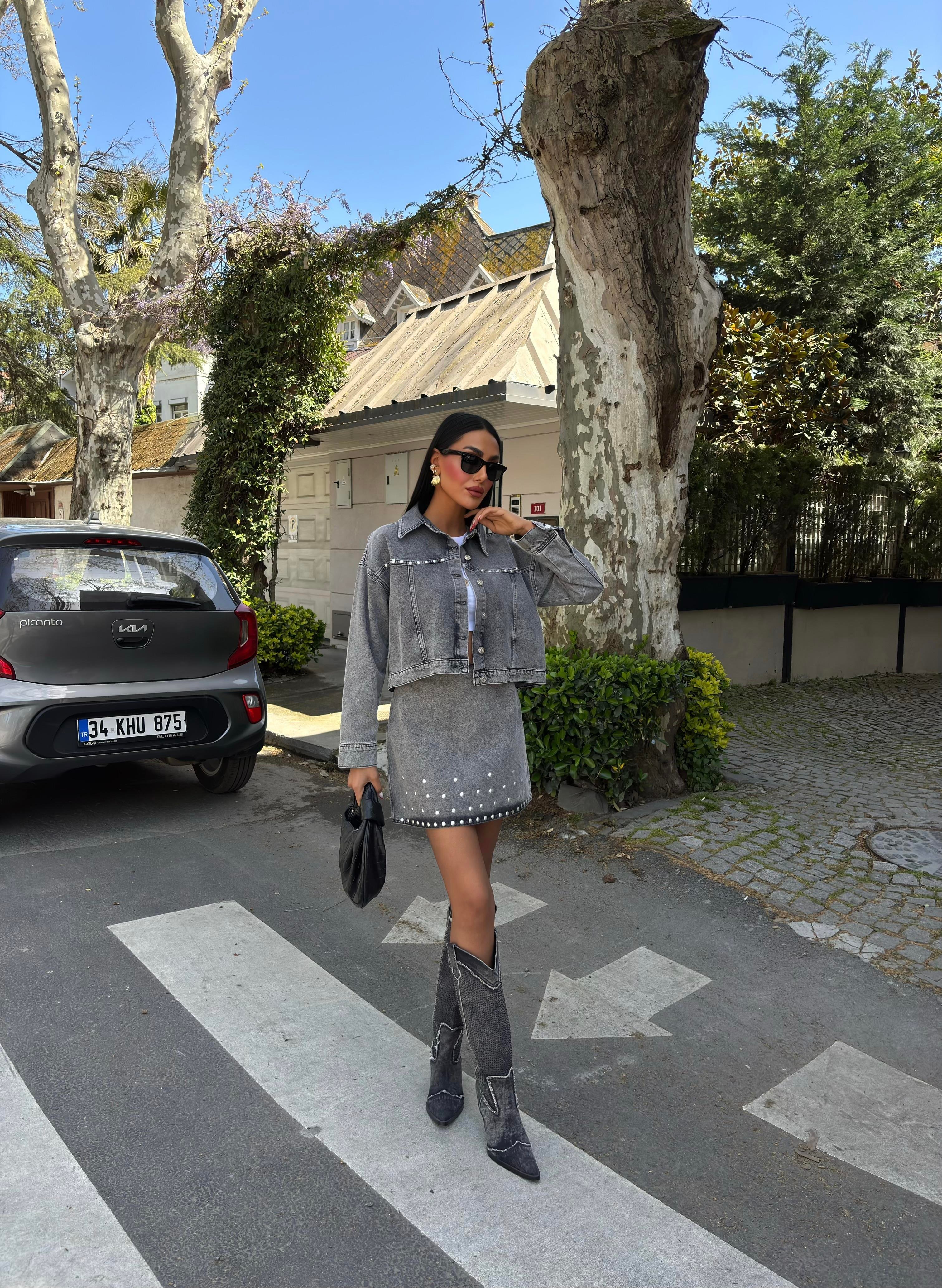 Nouvelle Taş Detay Denim Takım 9930 R6-D-K2