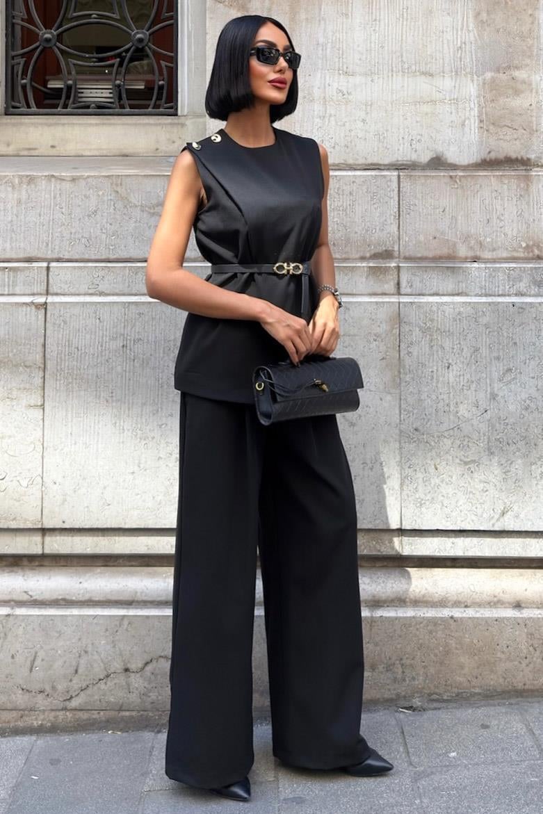 Omuz Aksesuarlı ve Kemerli Şık Takım 10254 R10-E-K3