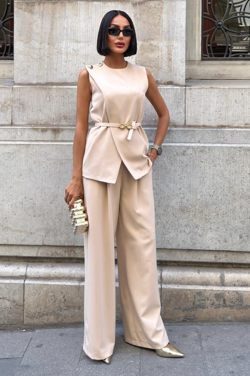 Omuz Aksesuarlı ve Kemerli Şık Takım 10254 R10-E-K3