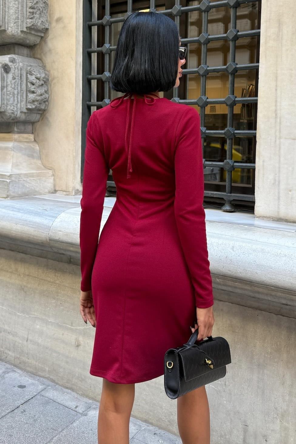 Omuz Detaylı Klasik Elbise 2916 R10-F-K4