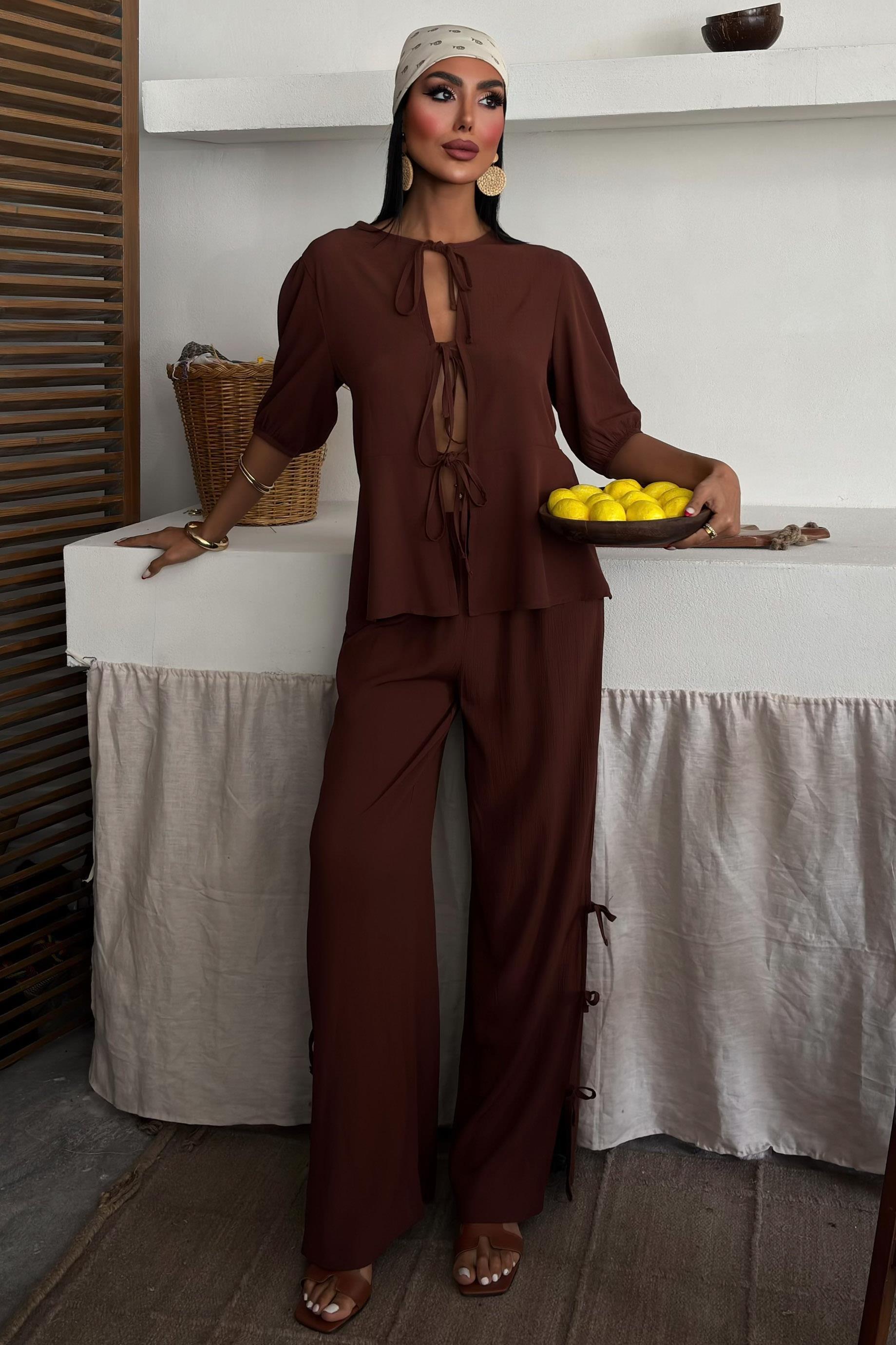 Önü Bağcıklı Paça Yırtmaçlı Kırınkıl Salaş Takım 10183 R9-J-K3