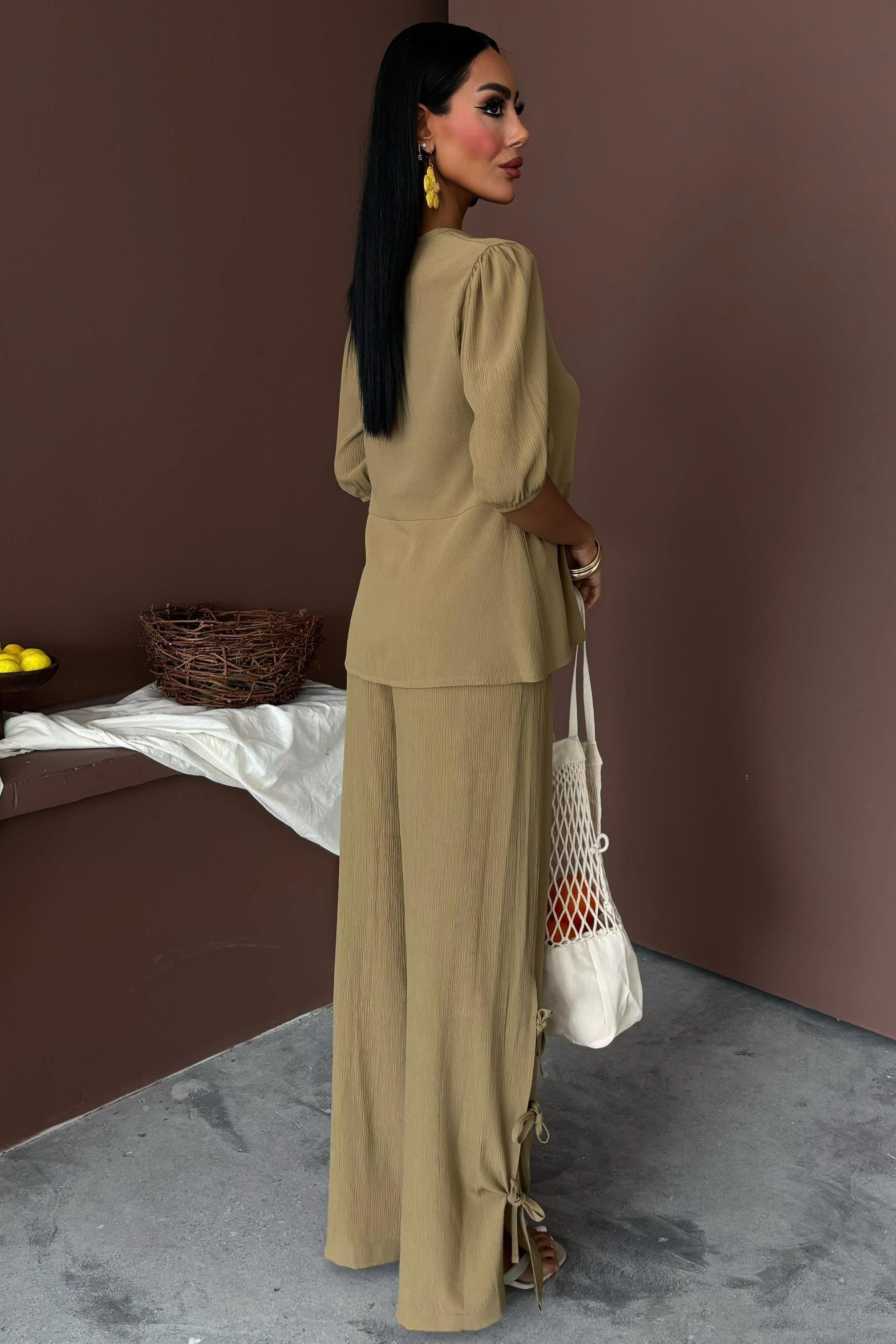 Önü Bağcıklı Paça Yırtmaçlı Kırınkıl Salaş Takım 10183 R9-J-K3