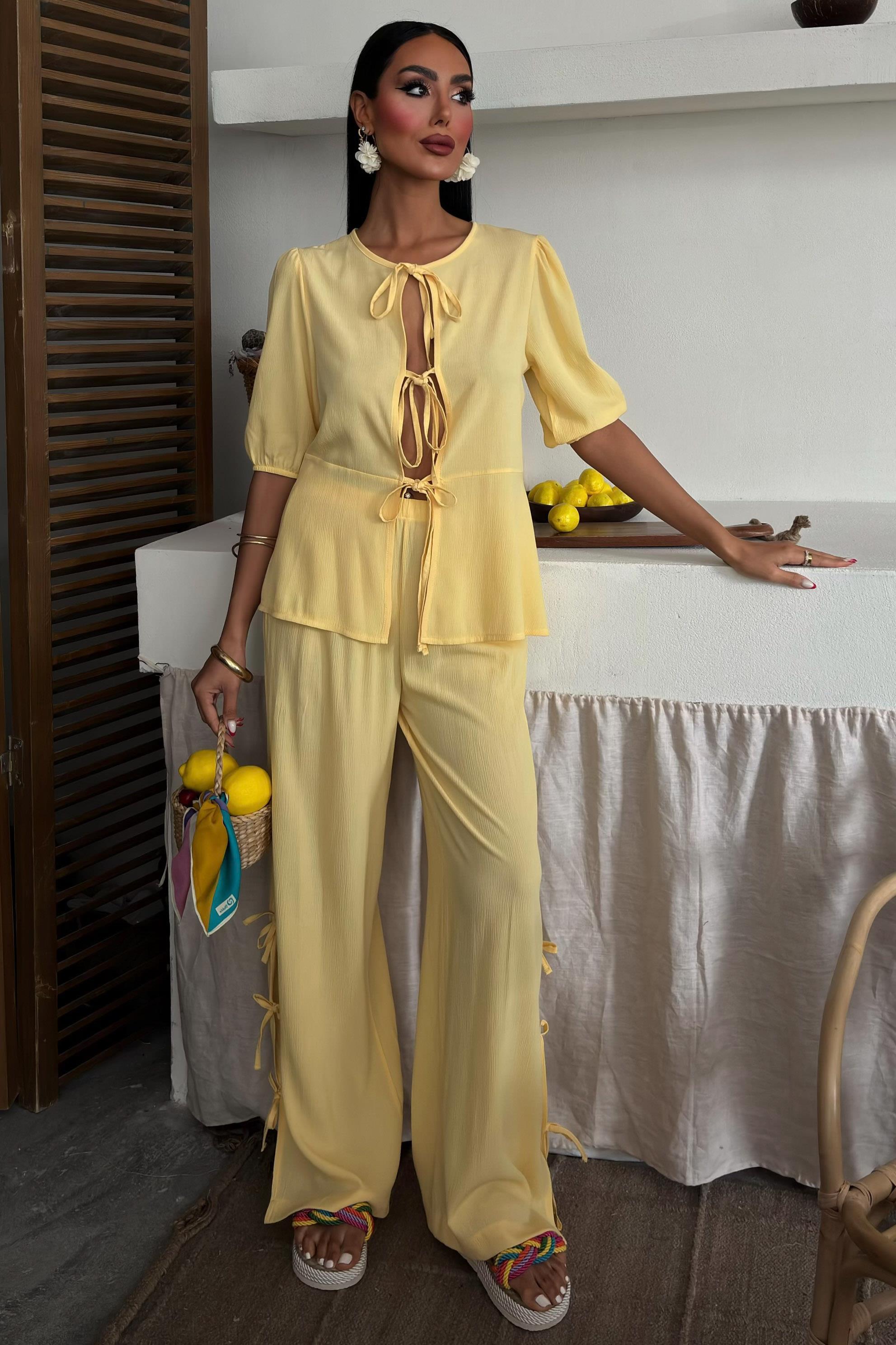 Önü Bağcıklı Paça Yırtmaçlı Kırınkıl Salaş Takım 10183 R9-J-K3