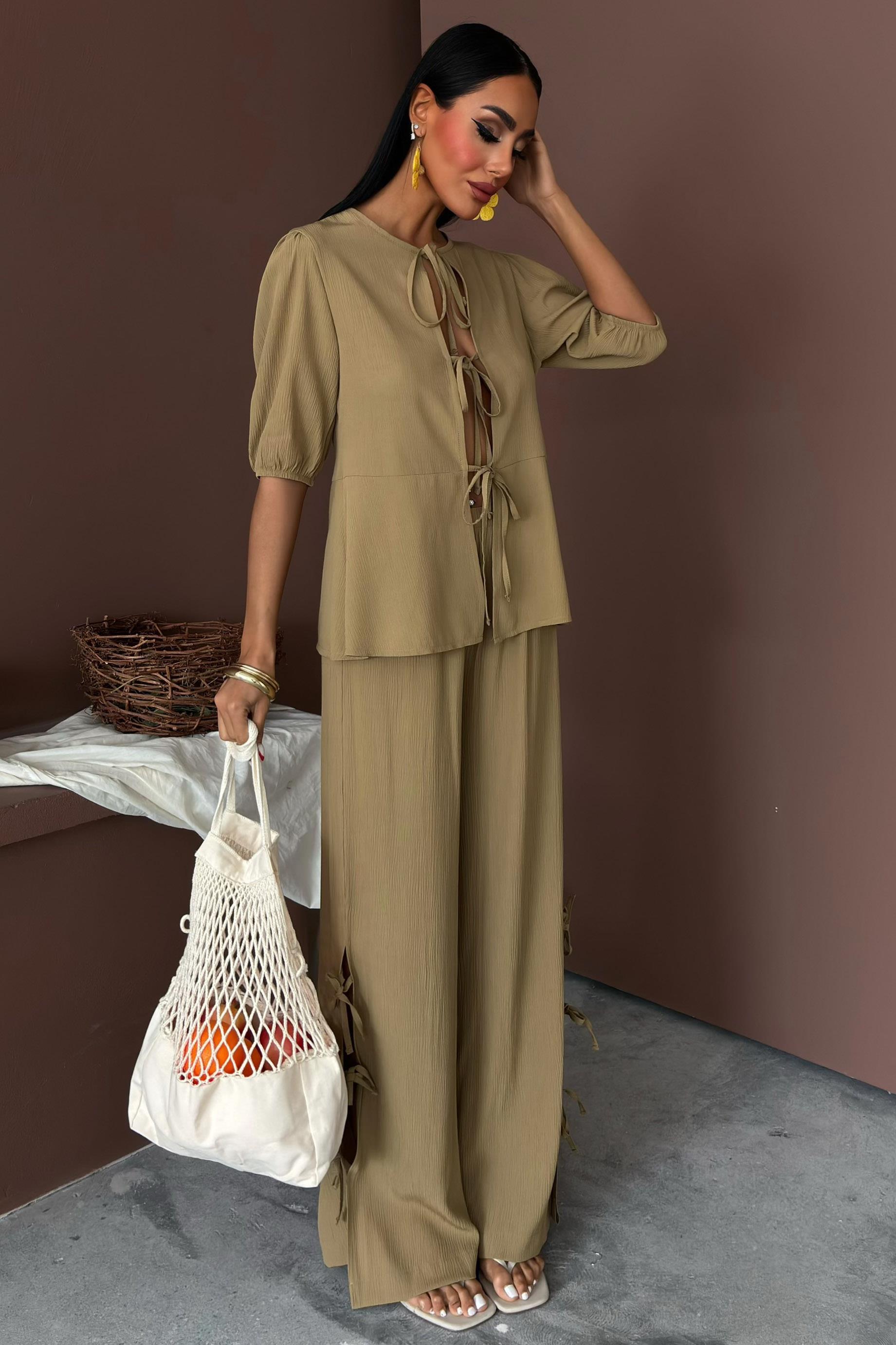 Önü Bağcıklı Paça Yırtmaçlı Kırınkıl Salaş Takım 10183 R9-J-K3