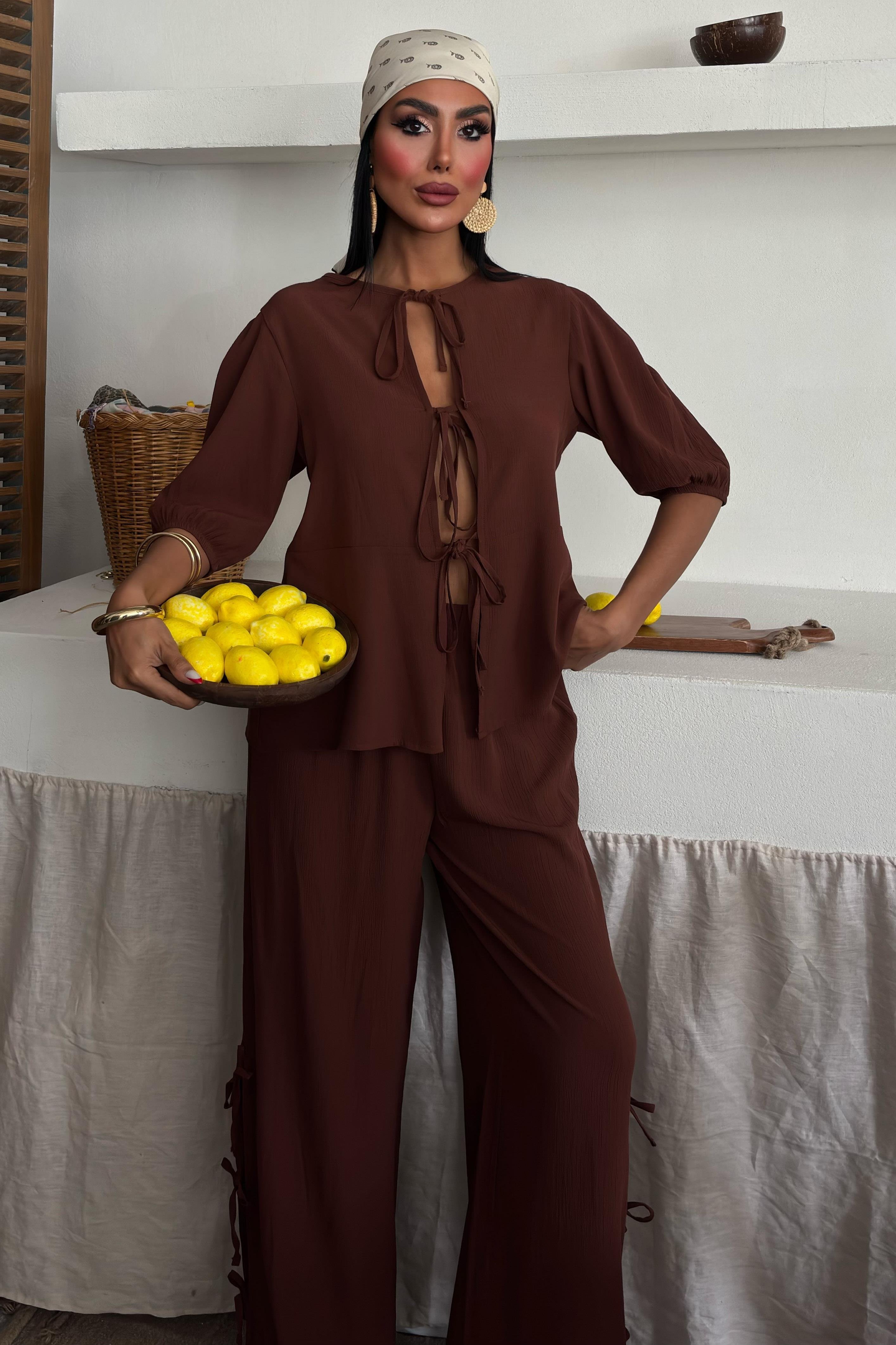 Önü Bağcıklı Paça Yırtmaçlı Kırınkıl Salaş Takım 10183 R9-J-K3