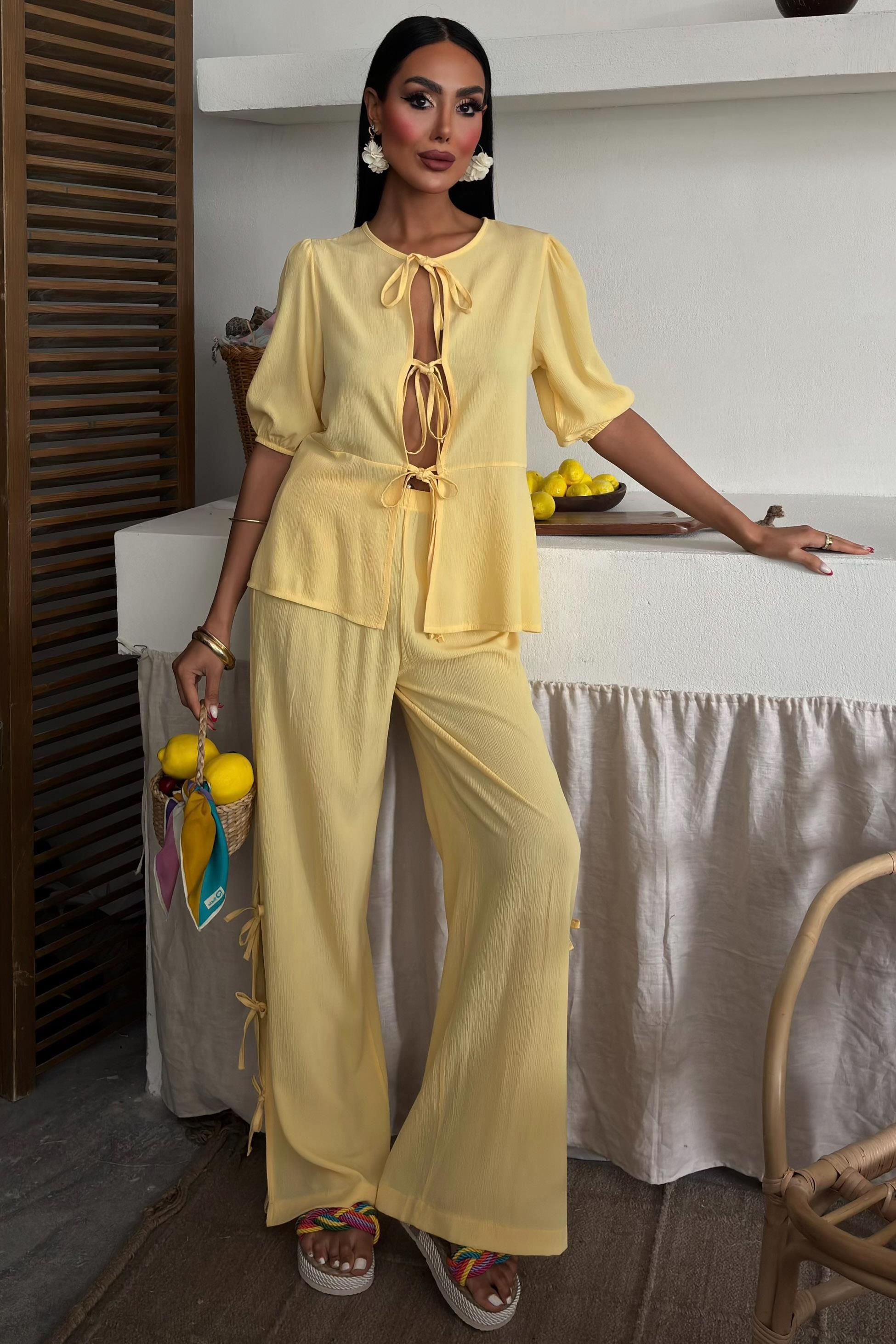 Önü Bağcıklı Paça Yırtmaçlı Kırınkıl Salaş Takım 10183 R9-J-K3