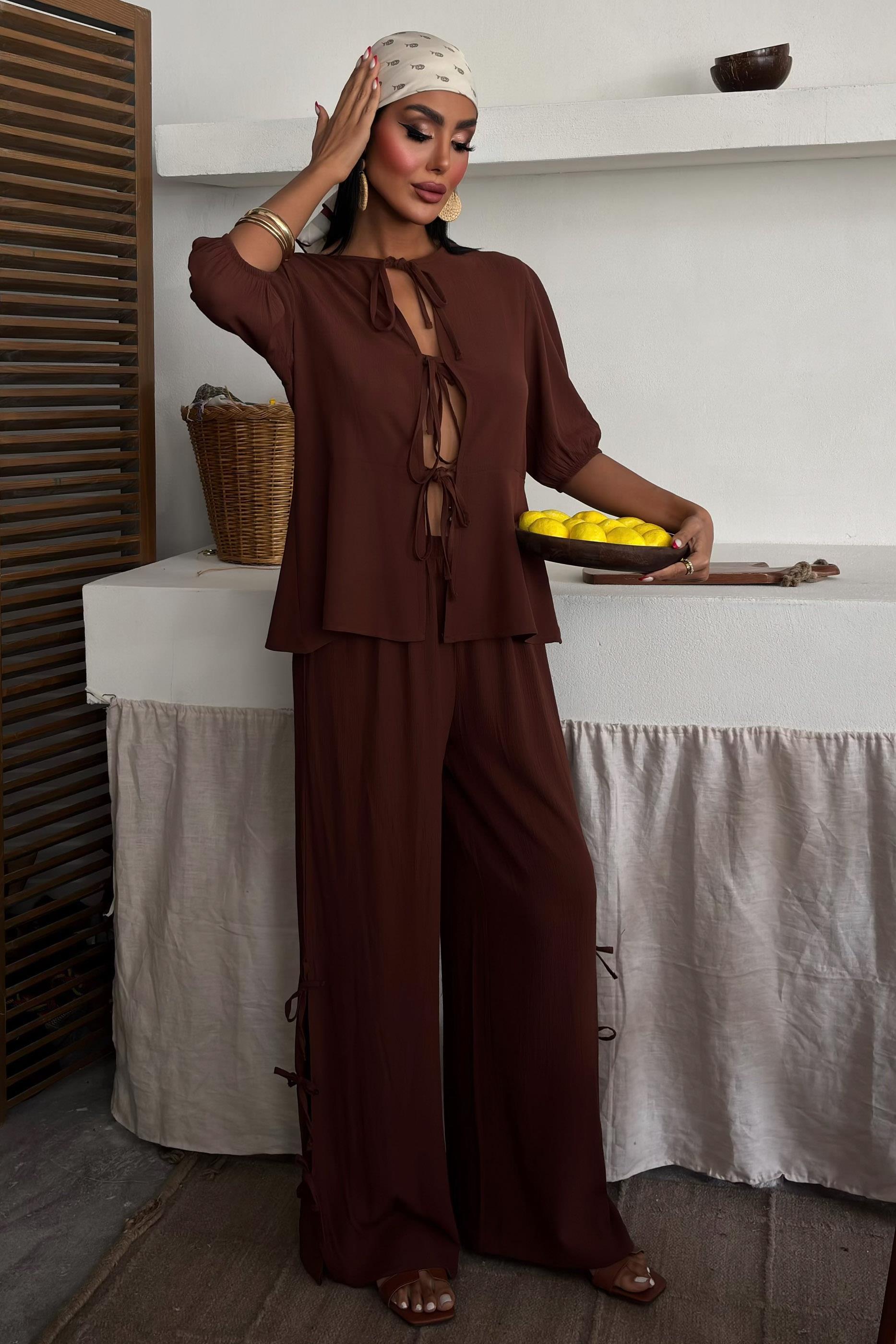 Önü Bağcıklı Paça Yırtmaçlı Kırınkıl Salaş Takım 10183 R9-J-K3