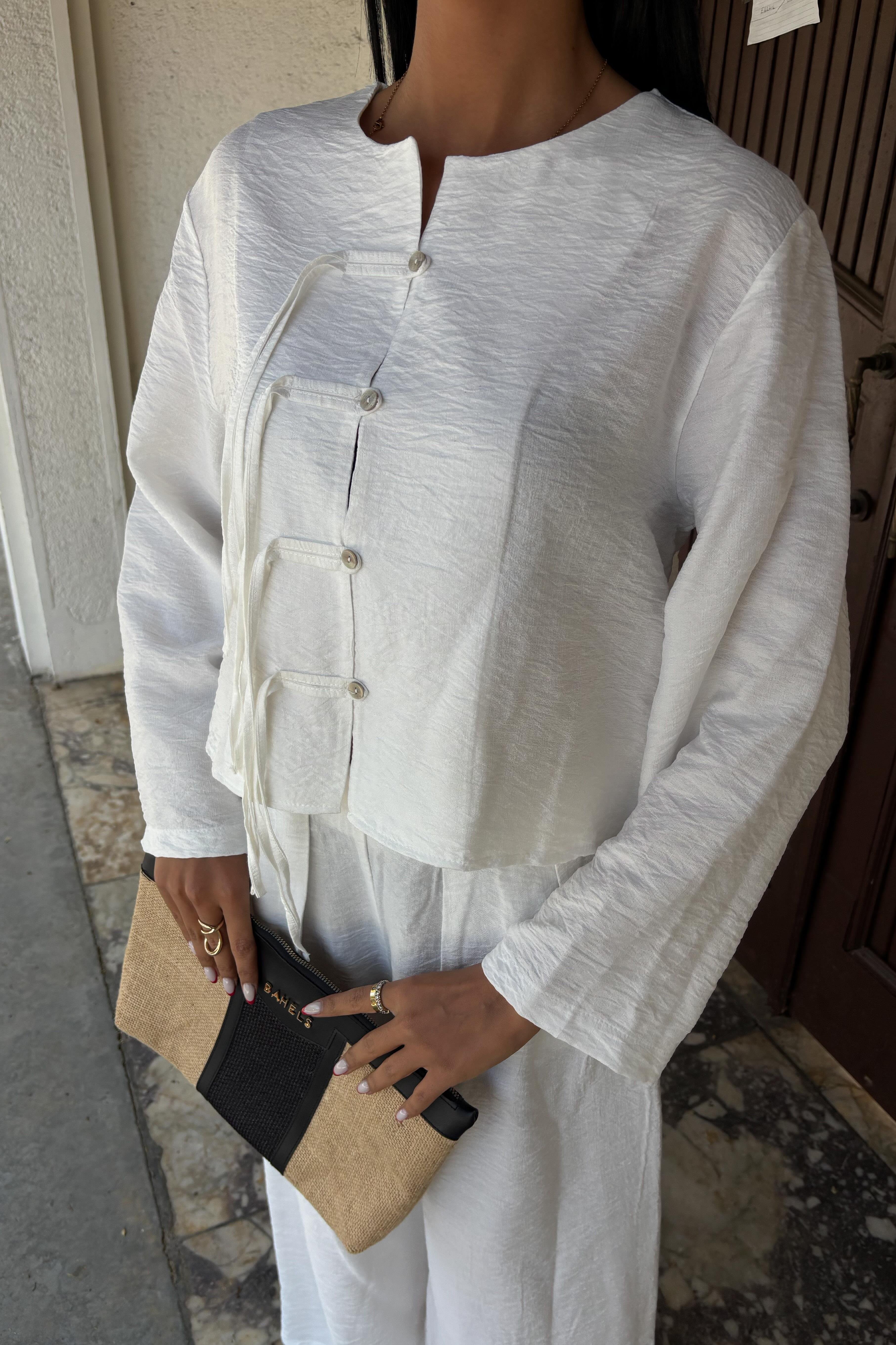 Önü İnce Kordon Detaylı ve Double Paça Pantolonlu Takım 10180 R7-K-K2