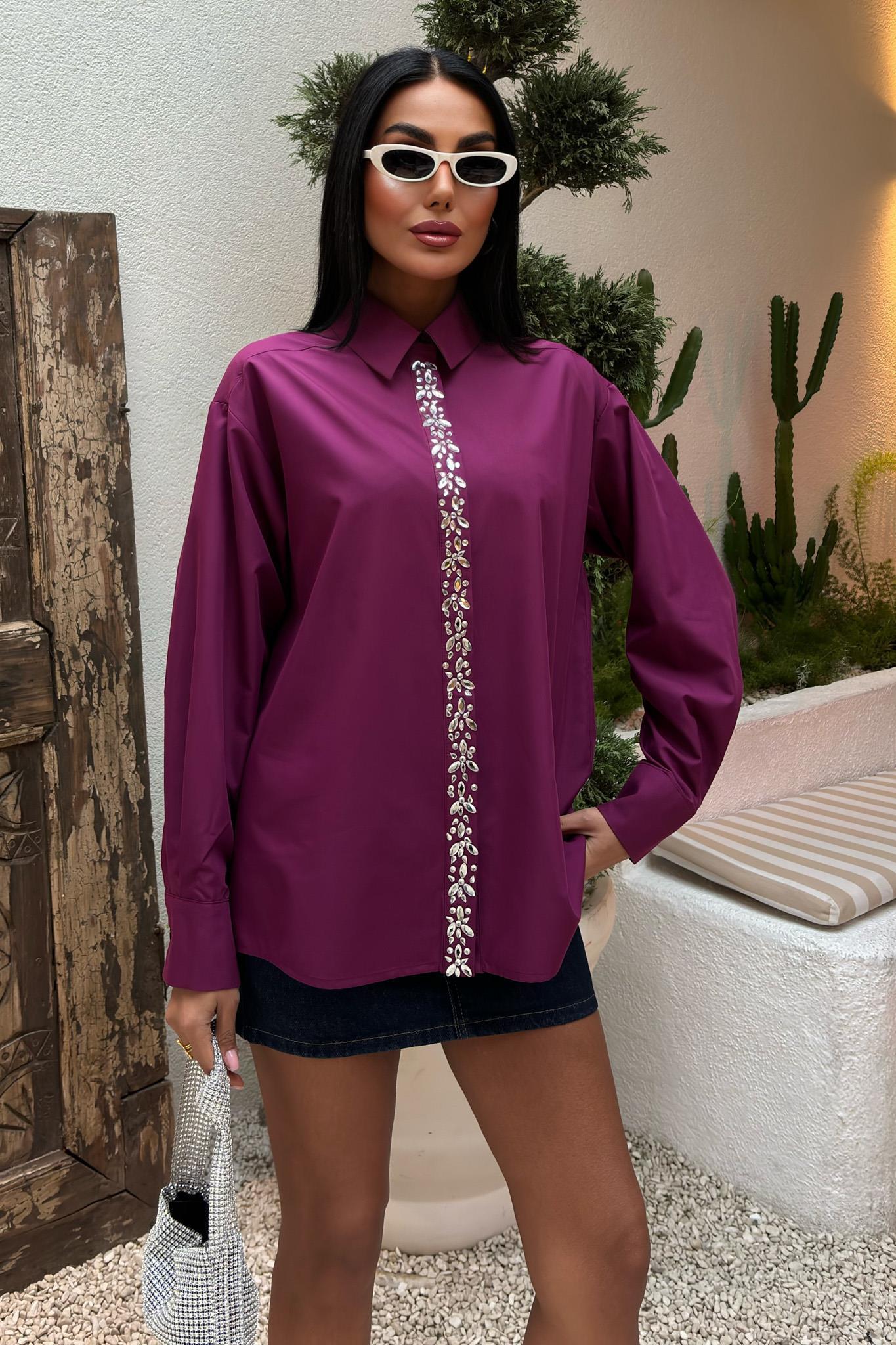 Önü Şerit Taşlı Gömlek 3448 R7-F-K4