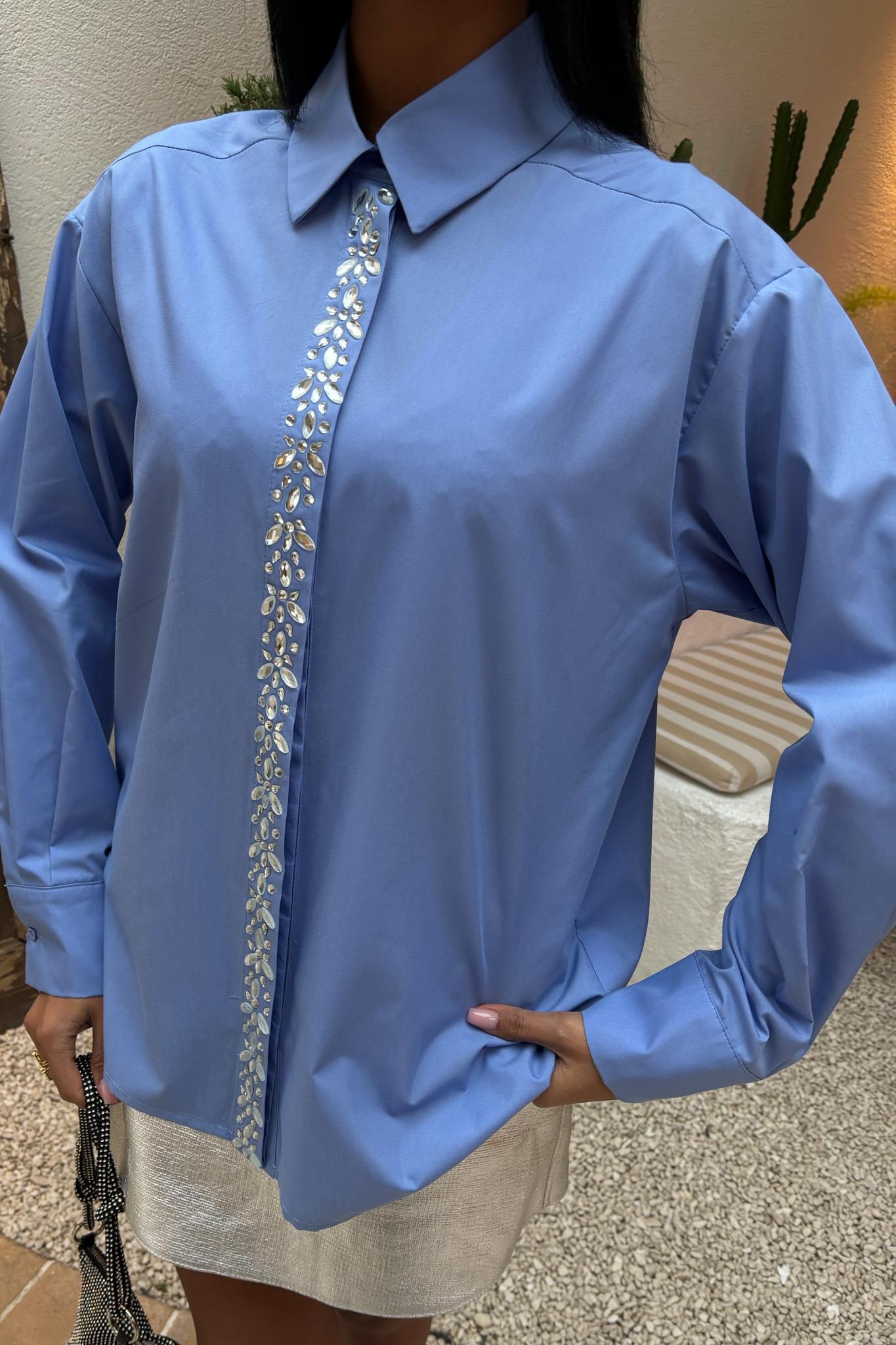 Önü Şerit Taşlı Gömlek 3448 R7-F-K4