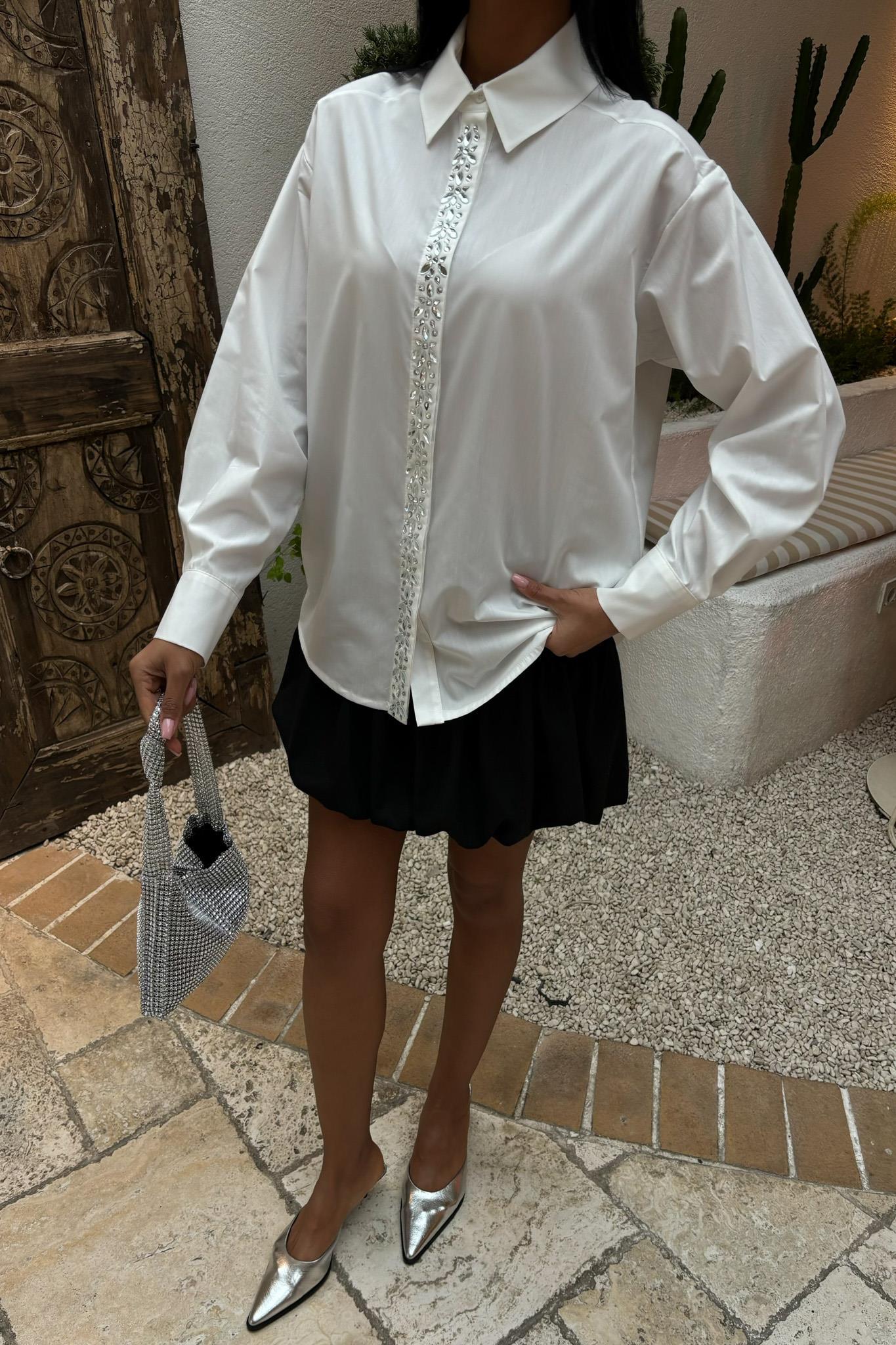 Önü Şerit Taşlı Gömlek 3448 R7-F-K4