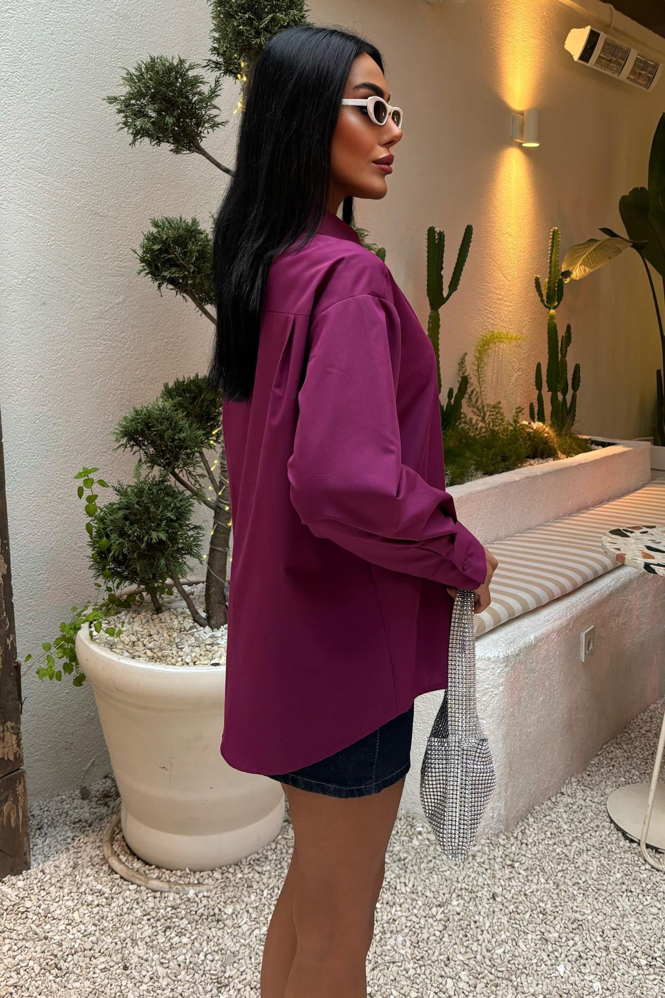 Önü Şerit Taşlı Gömlek 3448 R7-F-K4