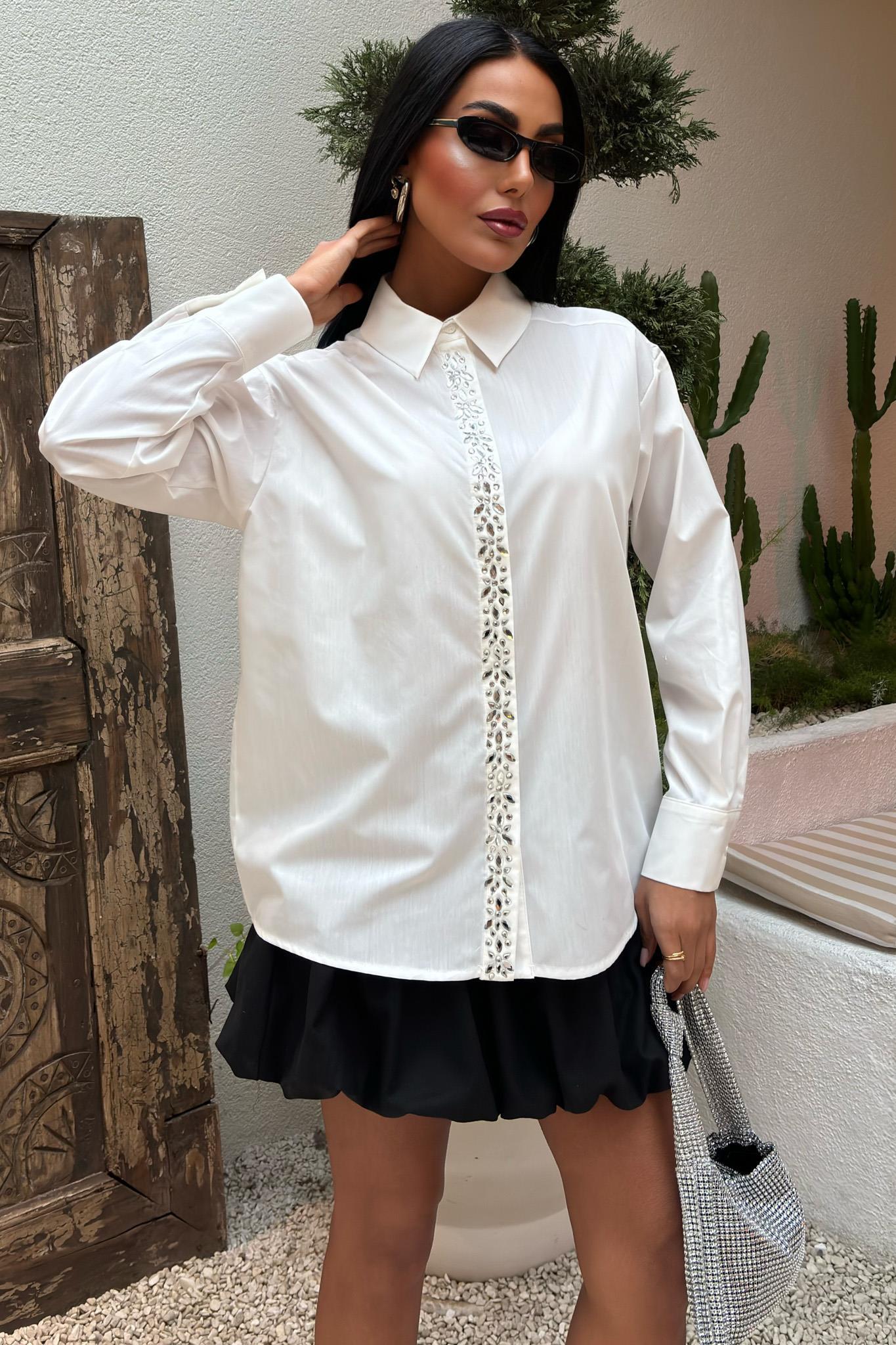 Önü Şerit Taşlı Gömlek 3448 R7-F-K4