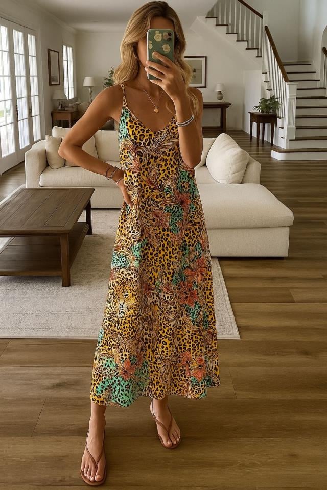 ÖZEL FİYAT Digital Baskı V Yaja Süprem Kumaş Elbise