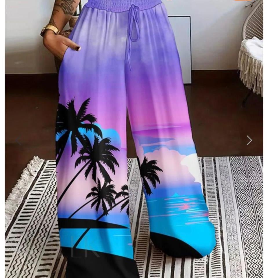 ÖZEL FİYAT İthal Dalgıç Kumaş Digital Baskı Crop~pantolon Ikili Takım