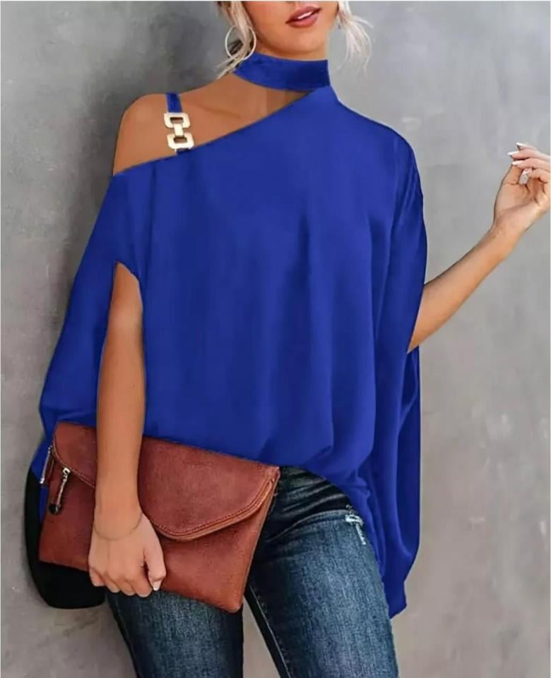 ÖZEL FİYAT Omuz Toka Detay Ithal Sandy Kumaş Bluz