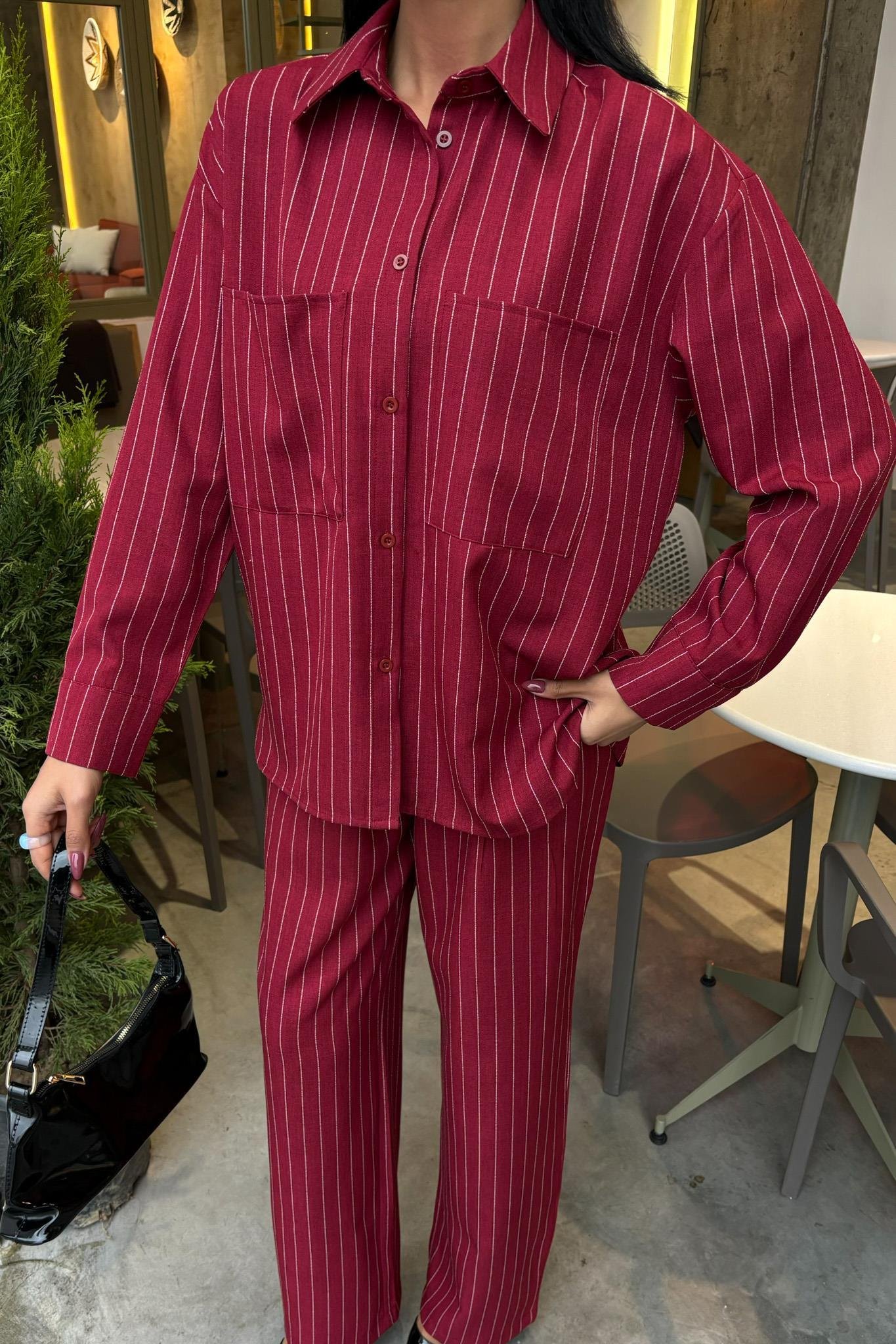 Palazzo Pantolonlu Çizgili Takım 10092 R8-B-K5