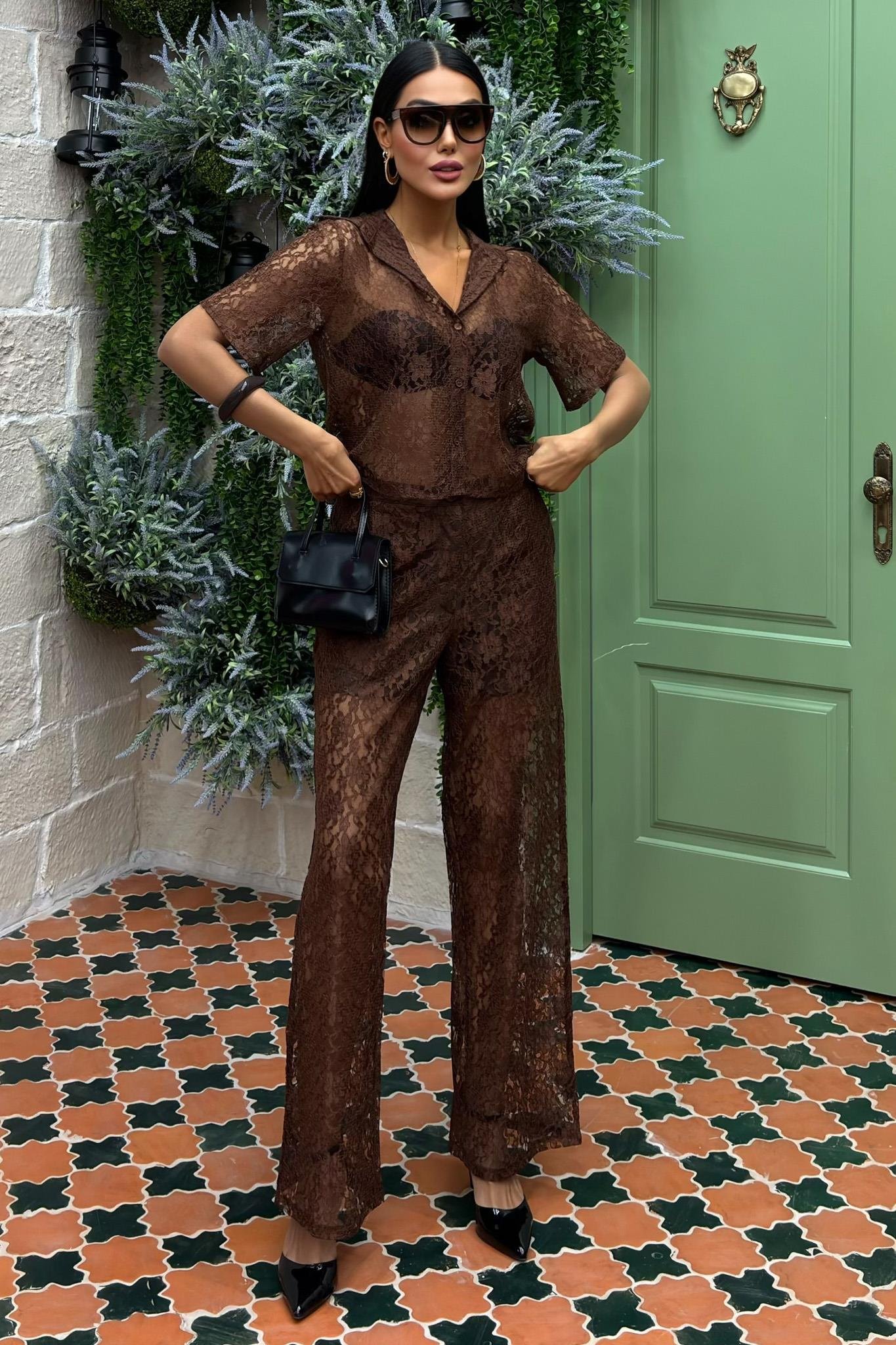 Pantolonu Astarlı Dantel İkili Takım 10119 R9-J-K2