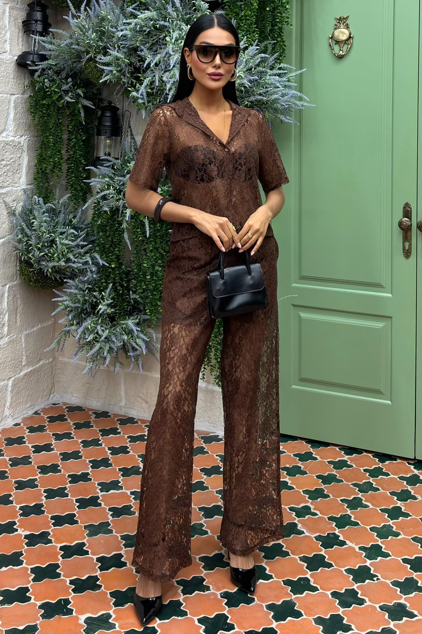 Pantolonu Astarlı Dantel İkili Takım 10119 R9-J-K2