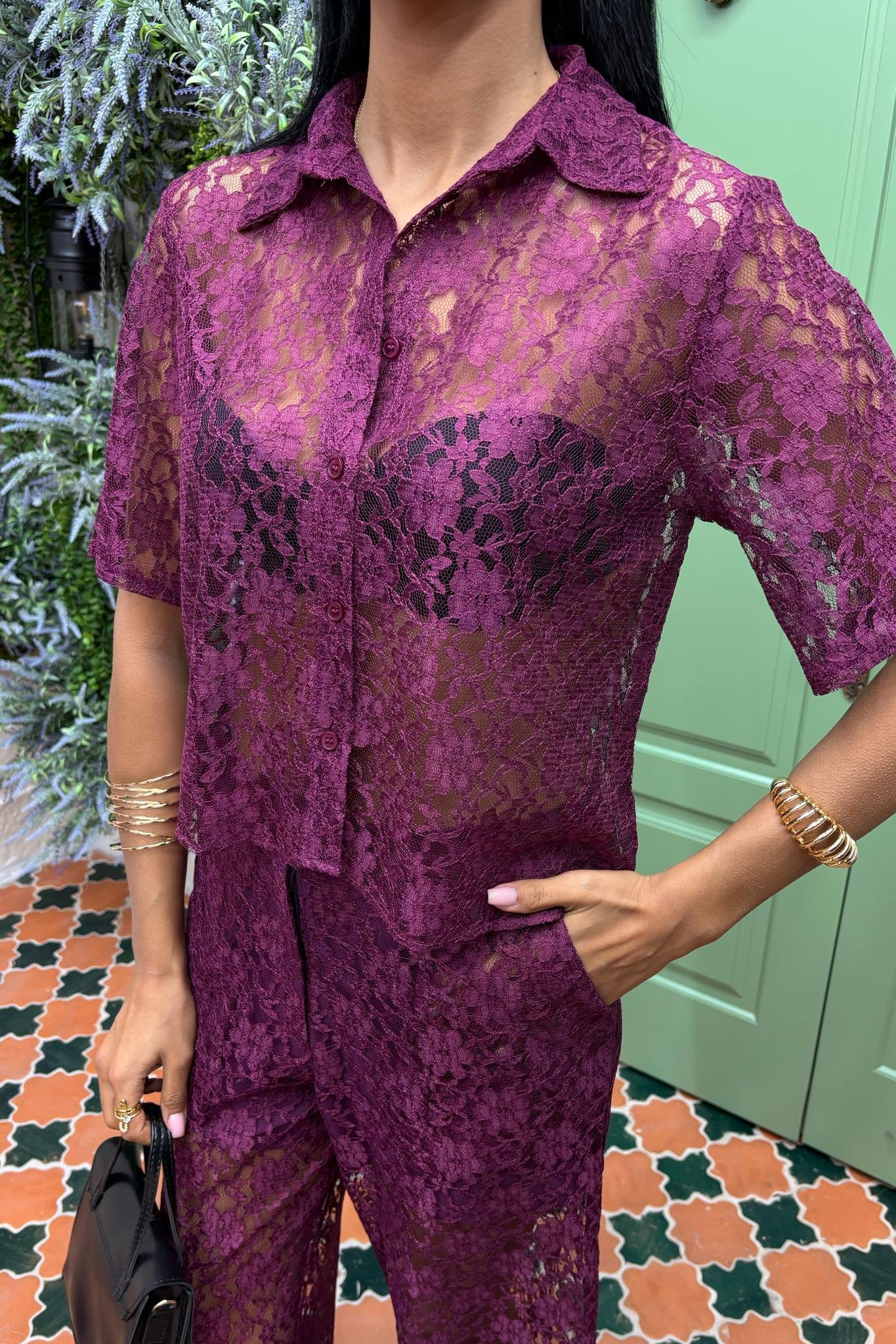 Pantolonu Astarlı Dantel İkili Takım 10119 R9-J-K2