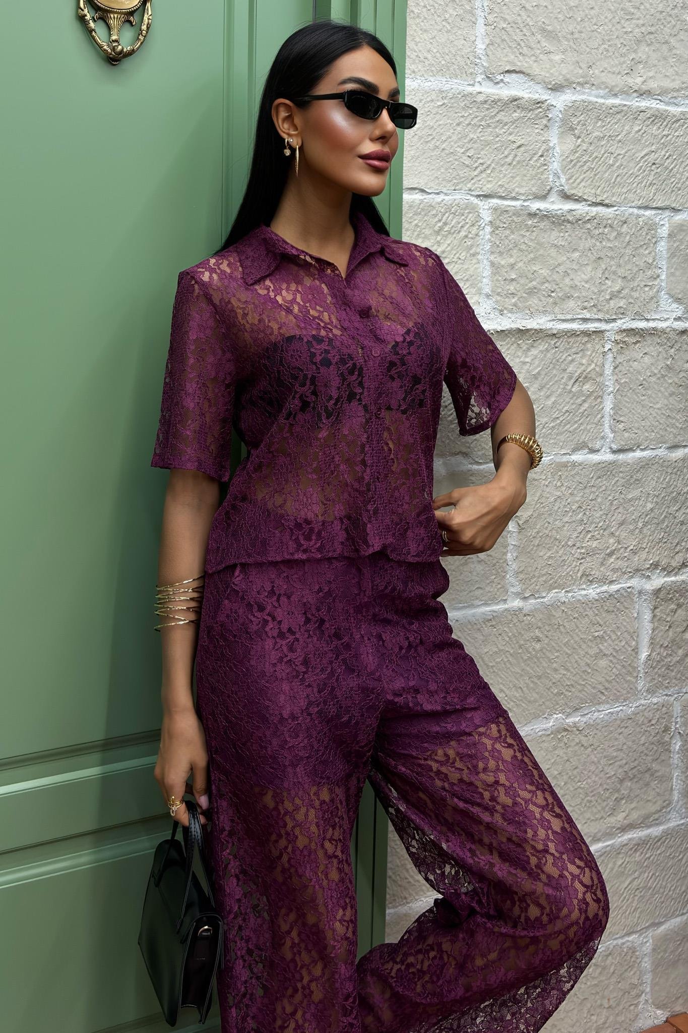 Pantolonu Astarlı Dantel İkili Takım 10119 R9-J-K2