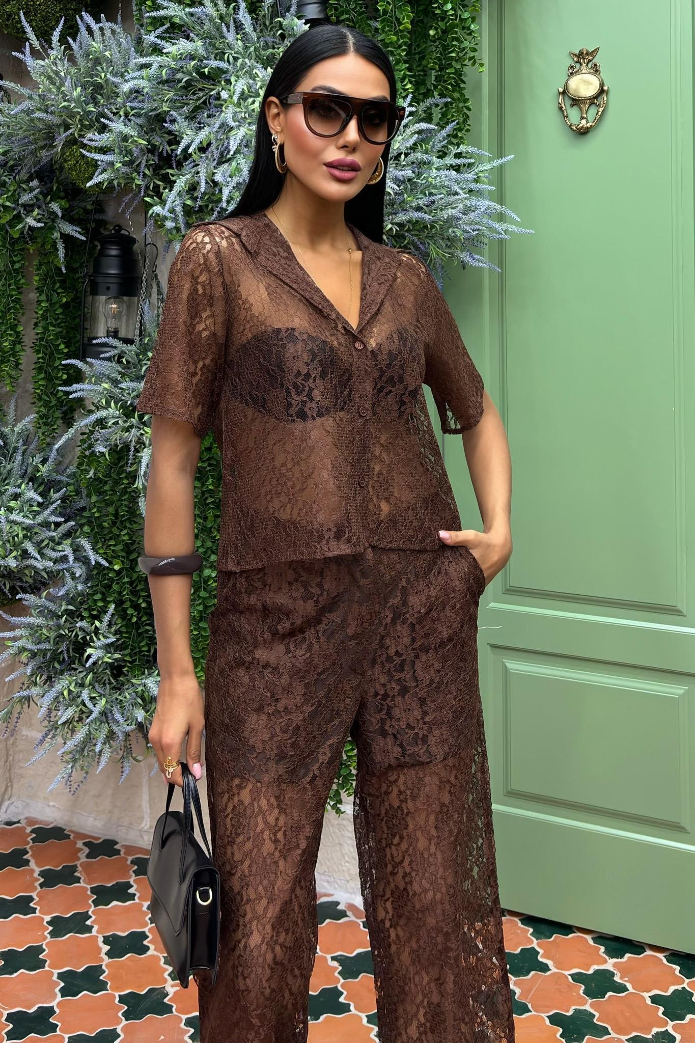 Pantolonu Astarlı Dantel İkili Takım 10119 R9-J-K2