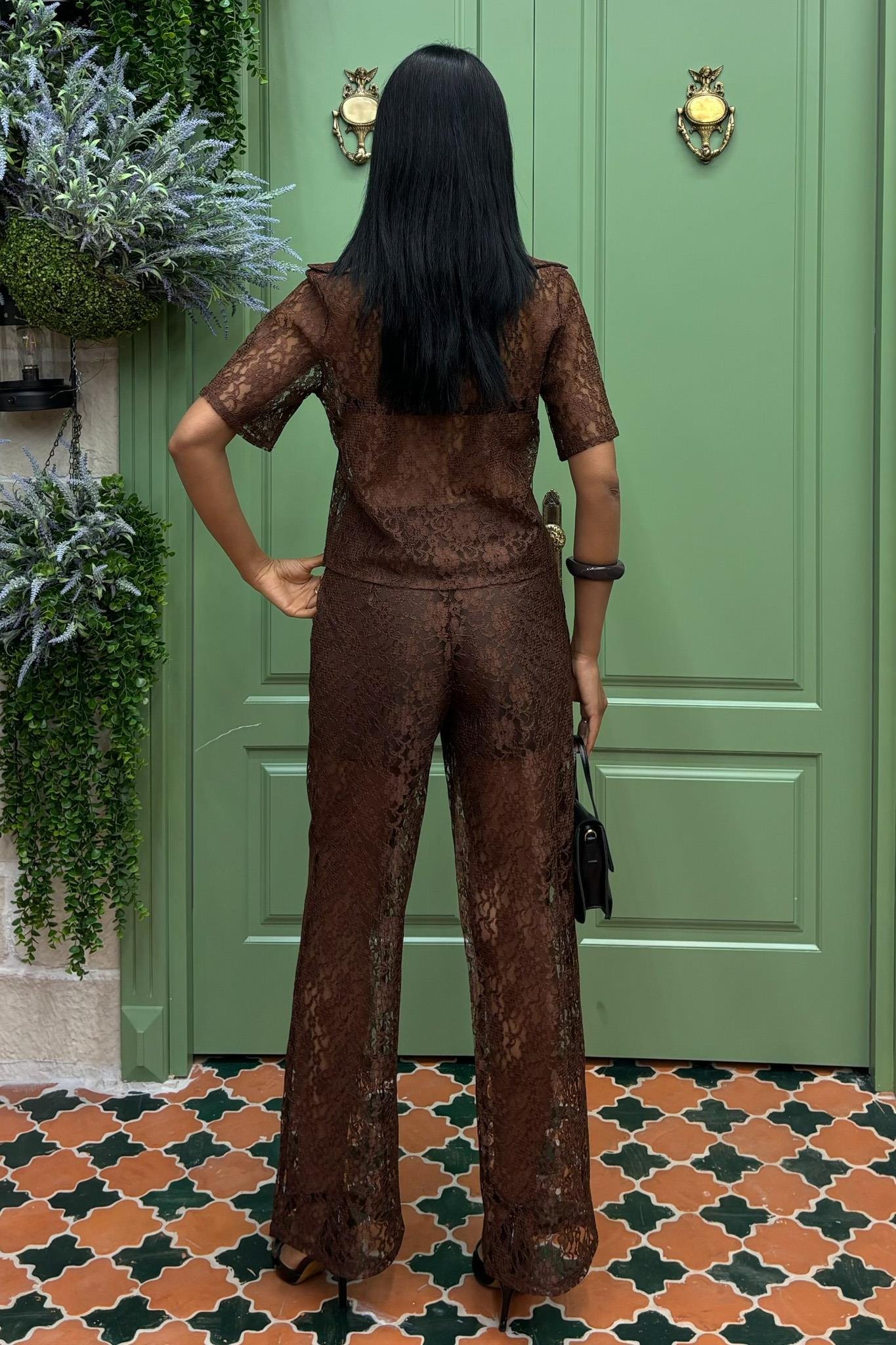 Pantolonu Astarlı Dantel İkili Takım 10119 R9-J-K2