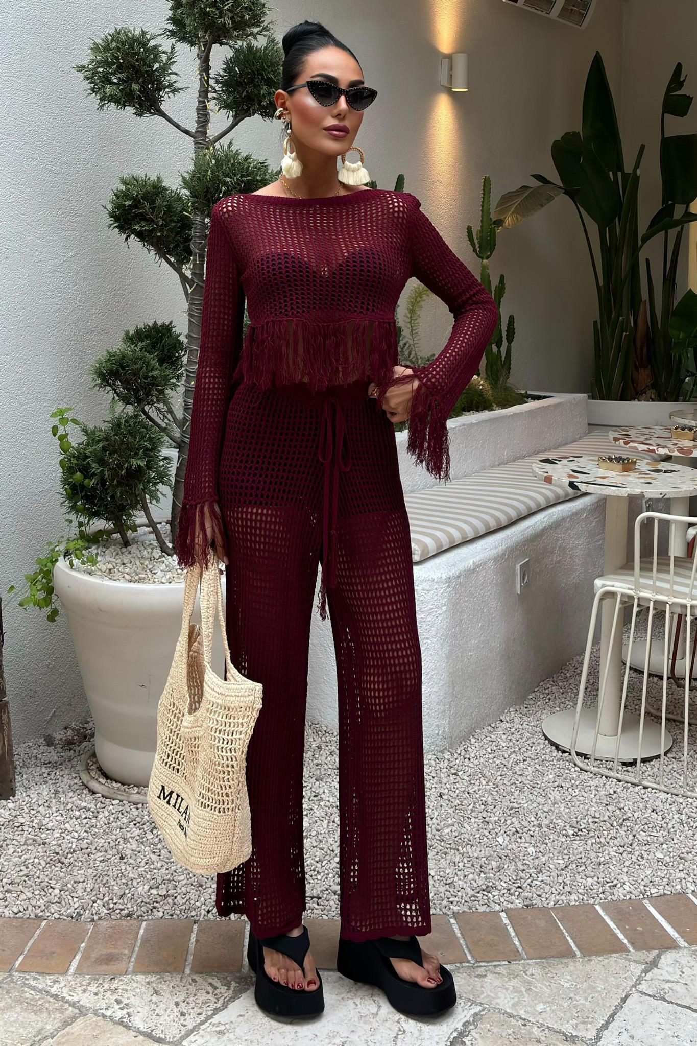 Püskül Detaylı Ajurlu Triko Takım 10085 R2-K-K4