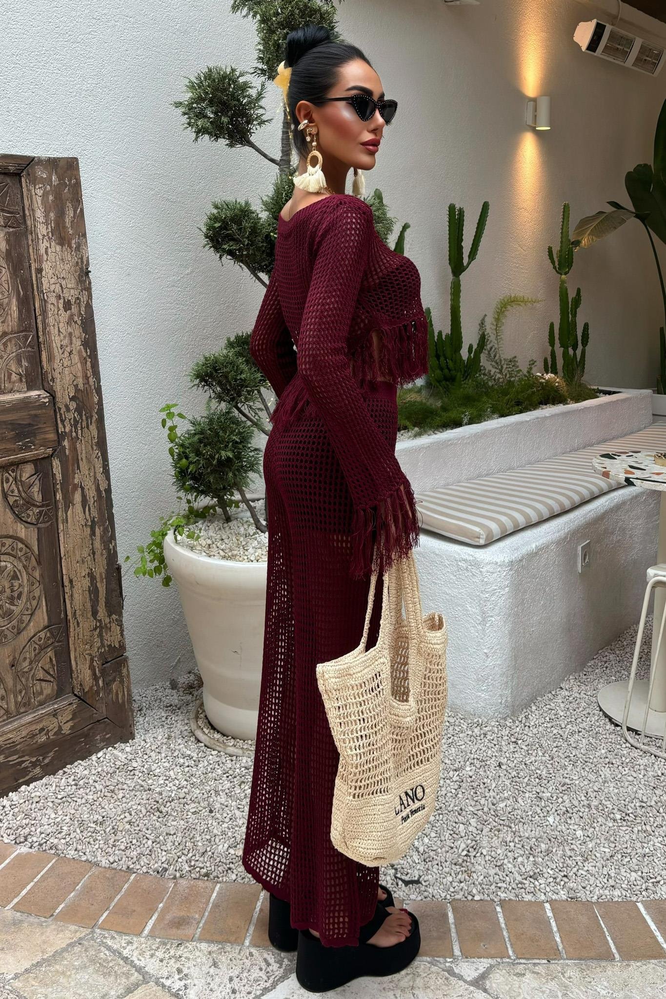 Püskül Detaylı Ajurlu Triko Takım 10085 R2-K-K4