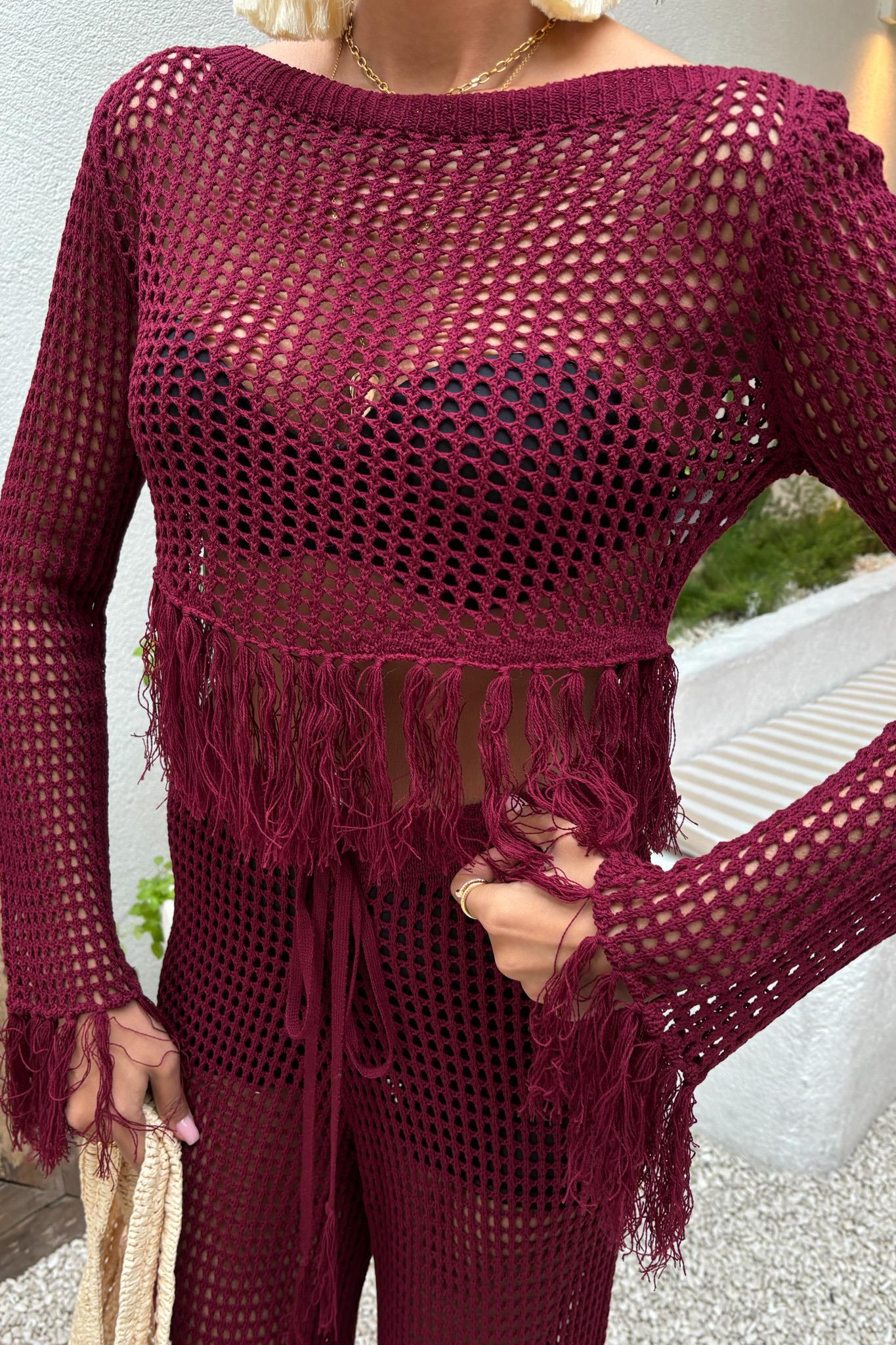 Püskül Detaylı Ajurlu Triko Takım 10085 R2-K-K4