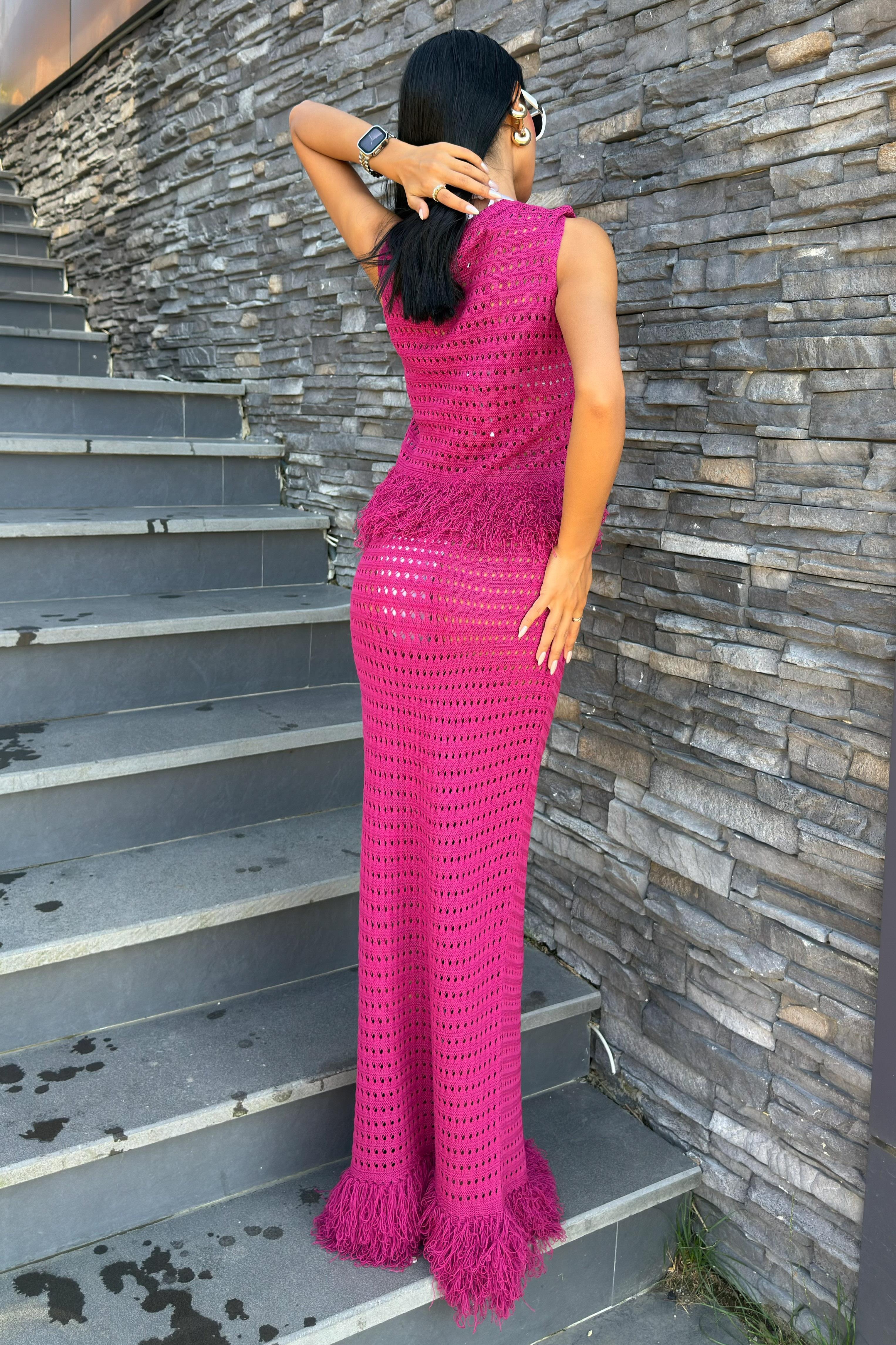 Püskül Detaylı Ajurlu Triko Takım 10086 R2-G-K3