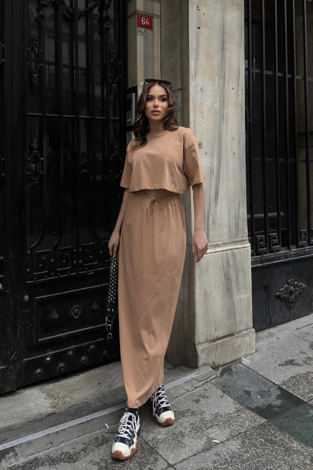 Rachel Crop Top Etek Takım 9781 08