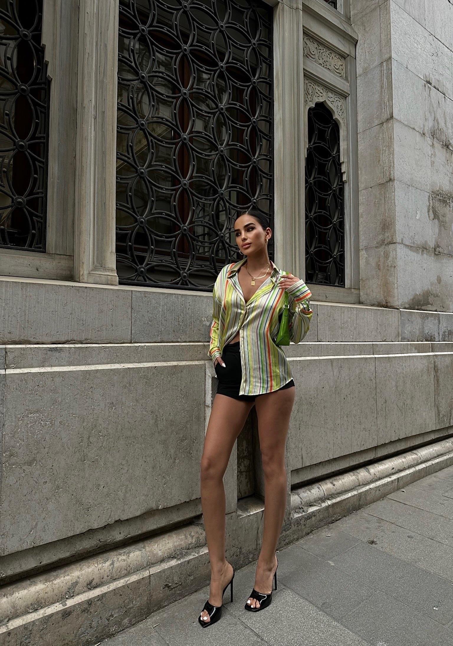 Ribera Çizgili Saten Gömlek 3398 R9-C-K3