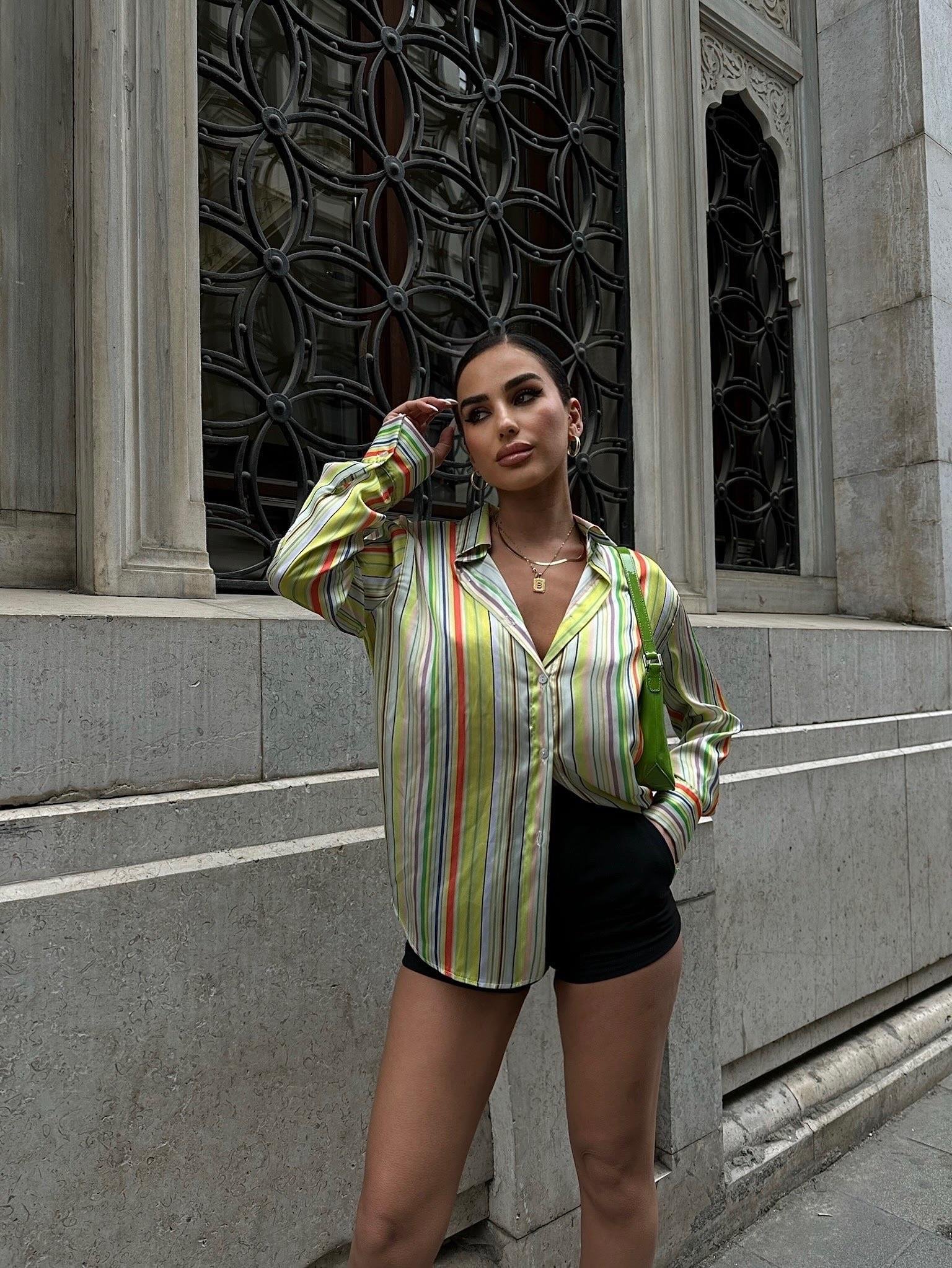 Ribera Çizgili Saten Gömlek 3398 R9-C-K3