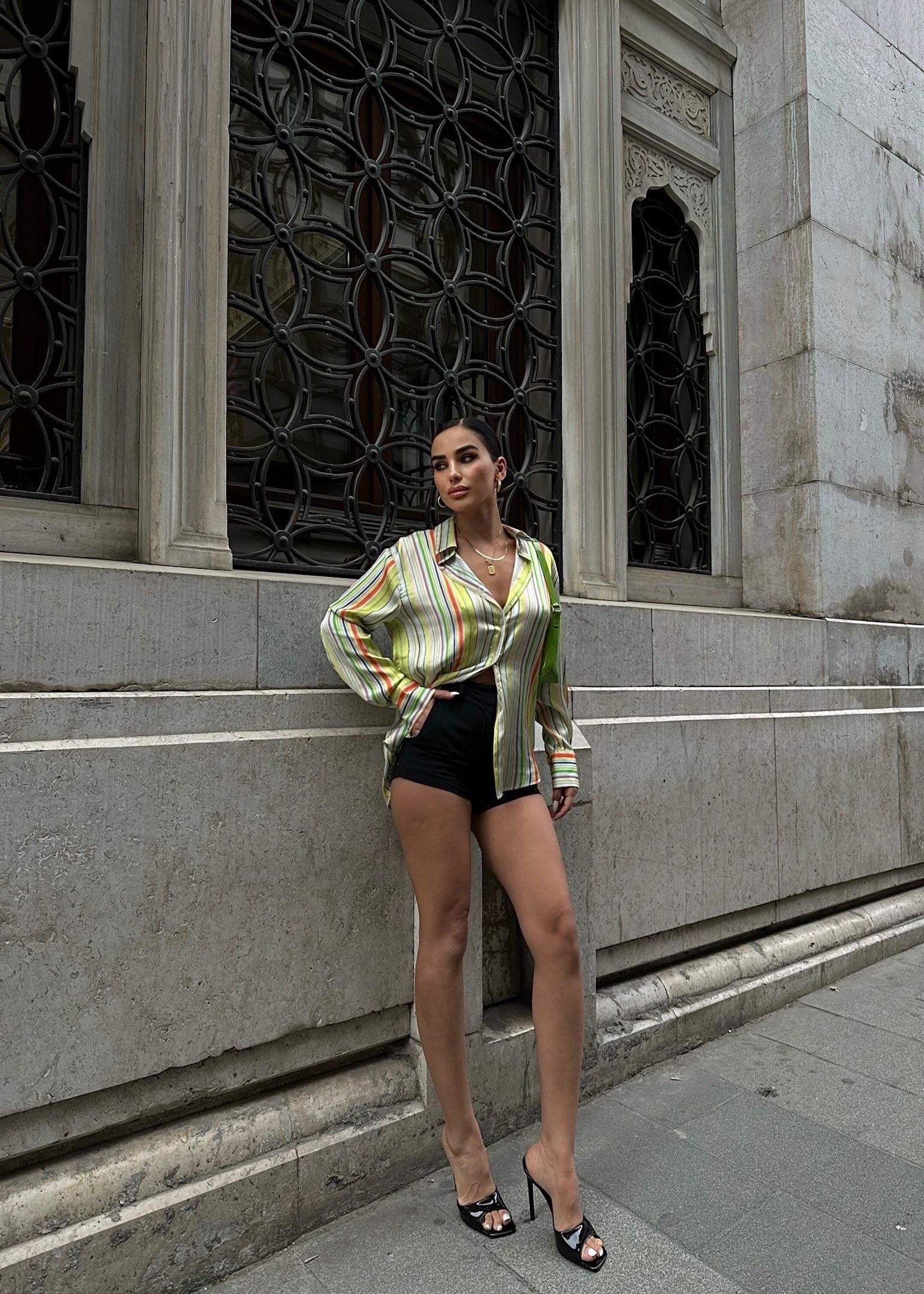 Ribera Çizgili Saten Gömlek 3398 R9-C-K3