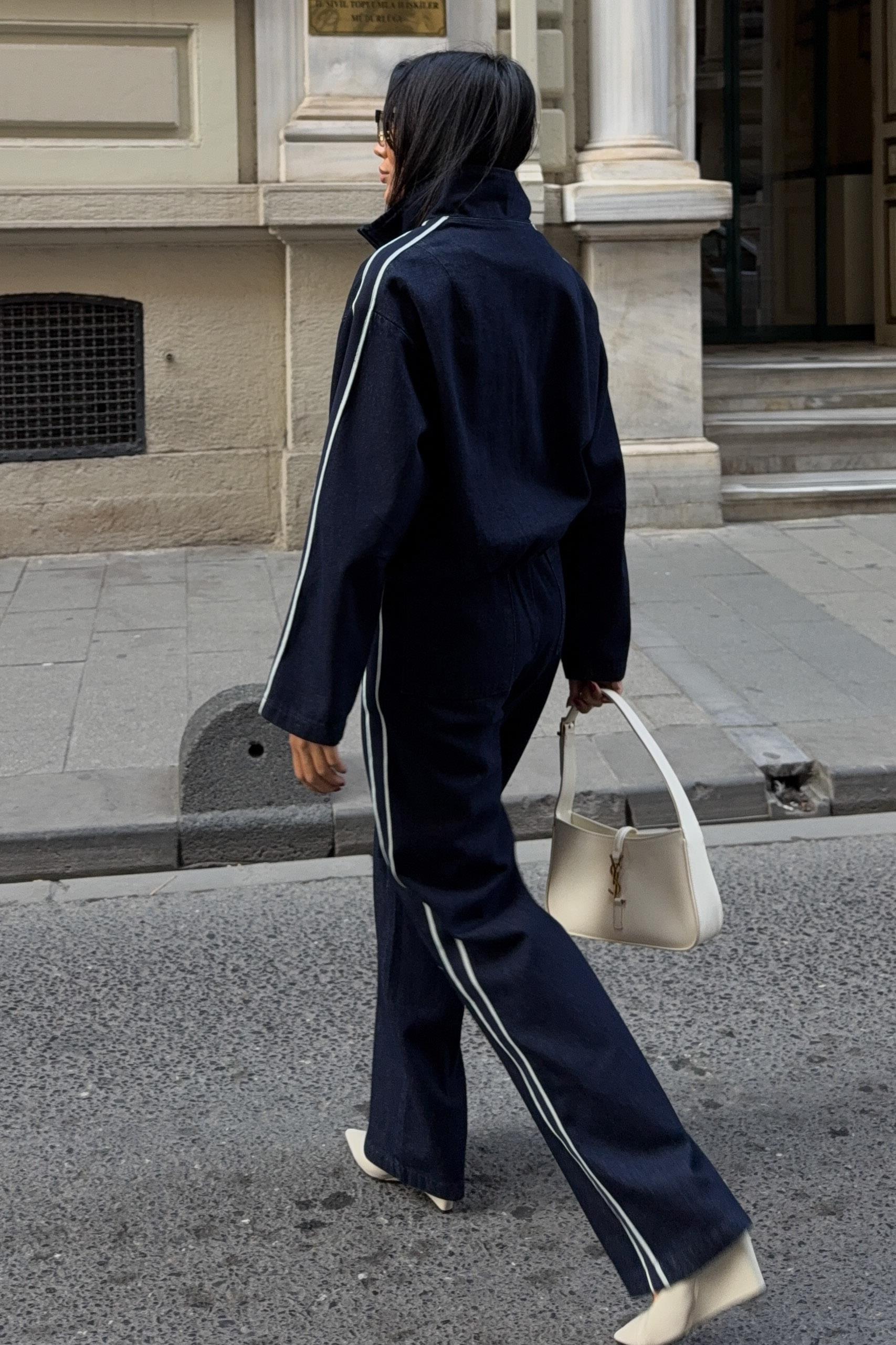 Şerit Detaylı Denim Takım 10258