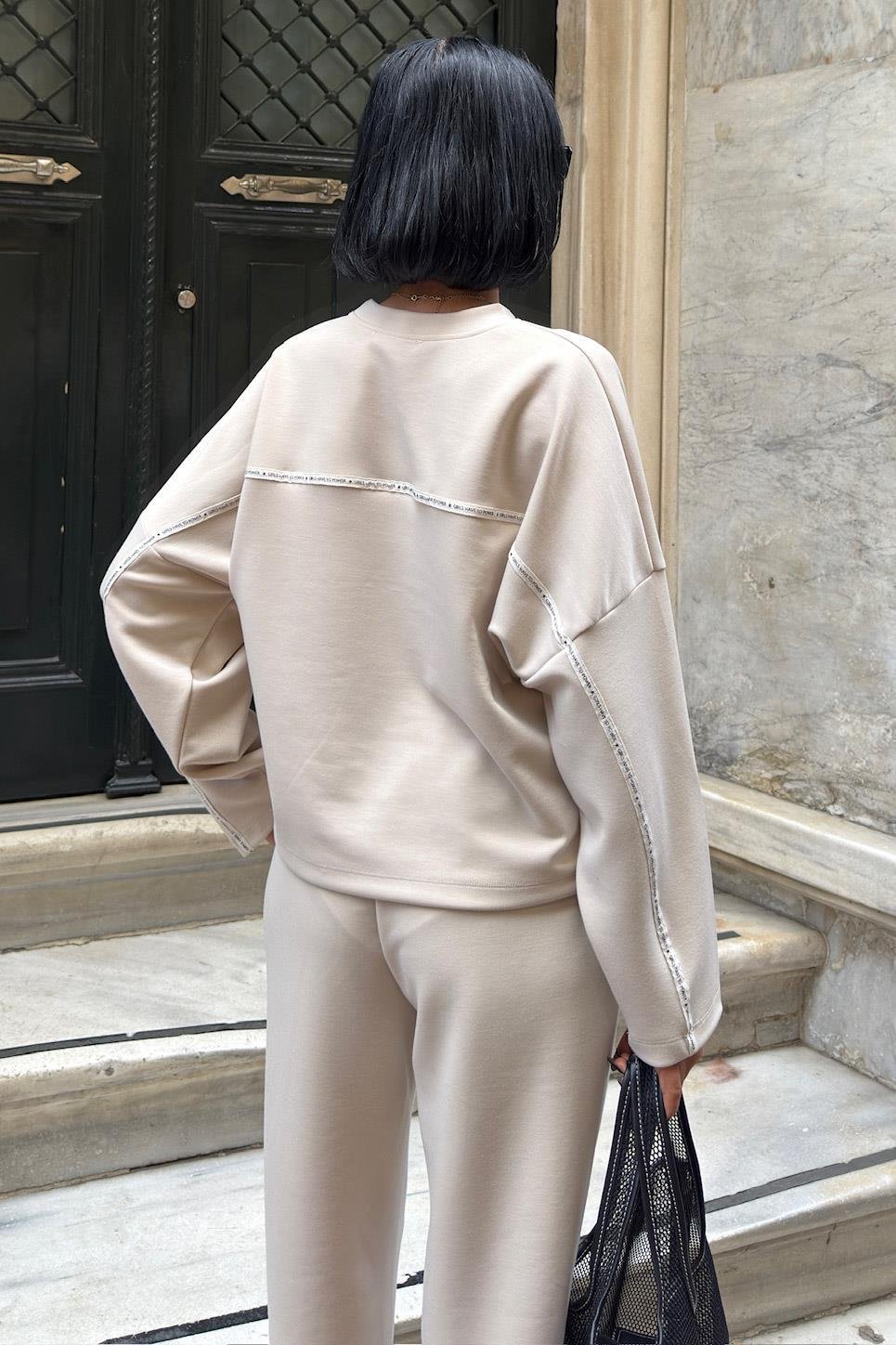 Şerit ve Beli Kemer Detaylı Modal Takım 10234 R9-D-K5