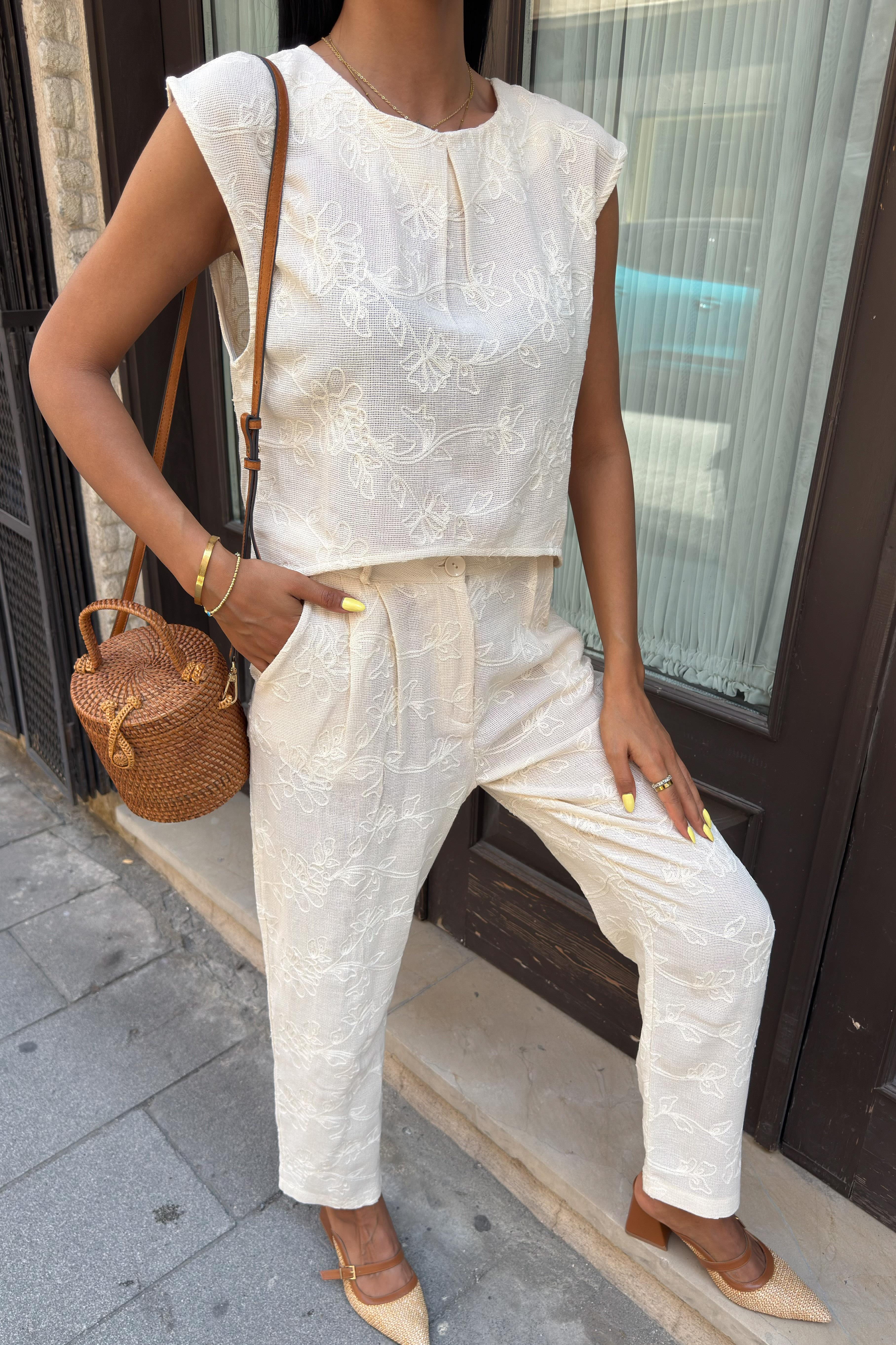 Shalina Süzüne Nakışlı Crop Takım 9796-08 R9-K-K5