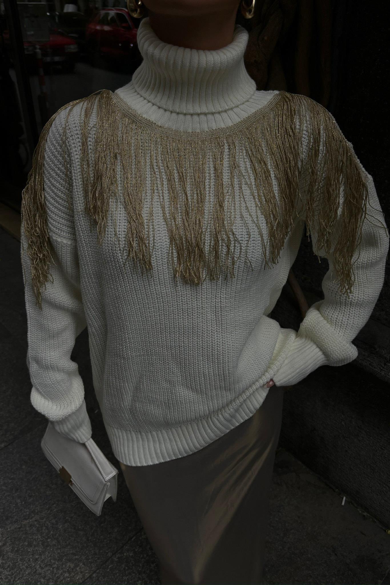 Sim Püskül Detaylı Triko Kazak 1341 R3-D-K5