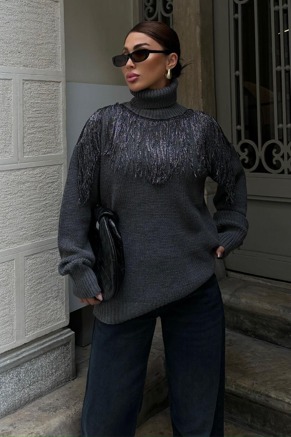 Sim Püskül Detaylı Triko Kazak 1341 R3-D-K5