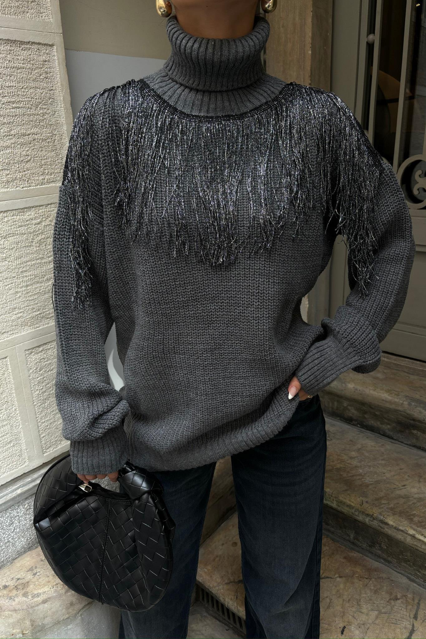 Sim Püskül Detaylı Triko Kazak 1341 R3-D-K5