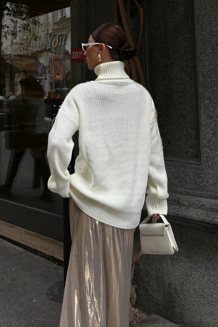 Sim Püskül Detaylı Triko Kazak 1341 R3-D-K5